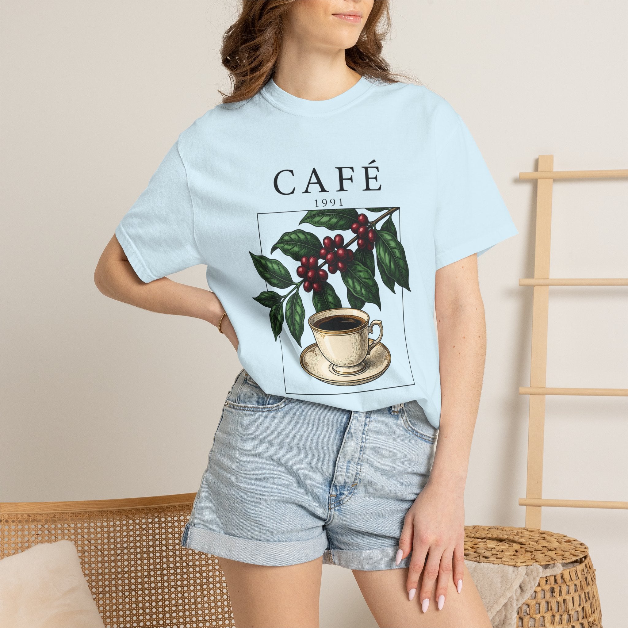 Espresso Cup Shirt Coffee Floral Gift Women Nostalgic Tee Coffee Mug T-Shirt Coffee Fan Vintage Tshirt Botanical Graphic Doodle Coffee Grain