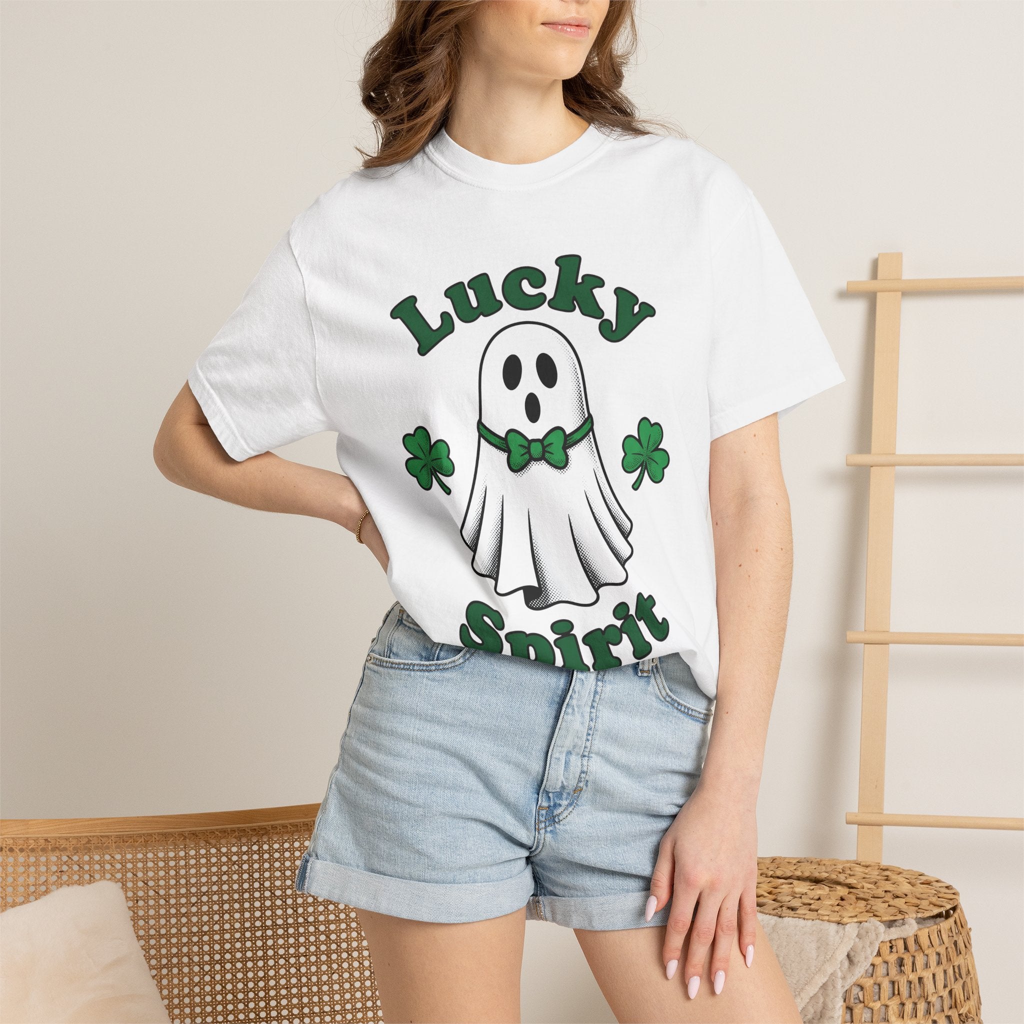 Apparition Clover Shirt St Patrick's Day Satire Gift Women Sketch Tee Shamrock T-Shirt Luck Fan Doodle Tshirt Parody Graphic Line Art Ribbon