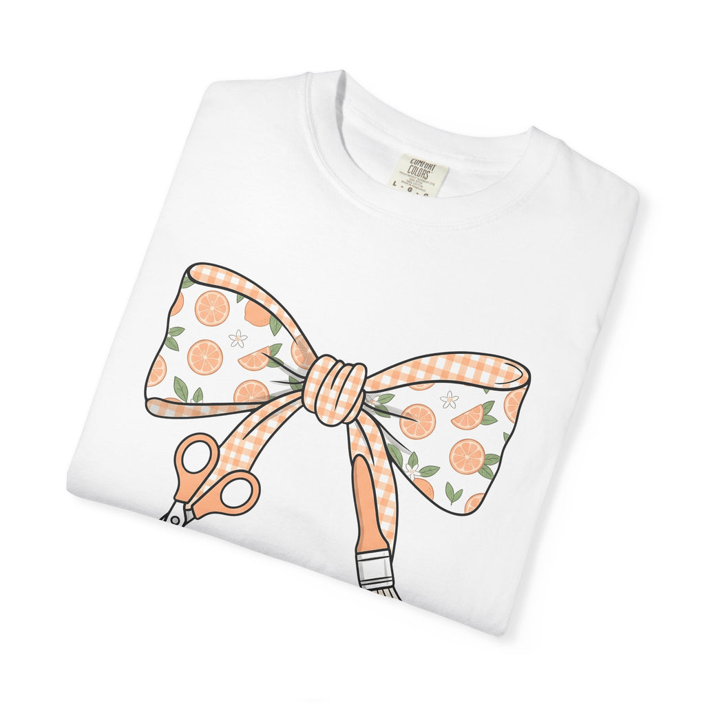 Bow Shears Paint Brush Shirt Teachers Crafting Gift Women Sweet Tee Art Supplies T-Shirt Educator Enthusiast Cute Tshirt Crafting Graphic