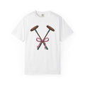 Polo Sticks Shirt Sports Horseback Gift Women Sketch Tee Mallet T-Shirt Athlete Fan Polo Illustration Retro Blush Ribbon Tshirt
