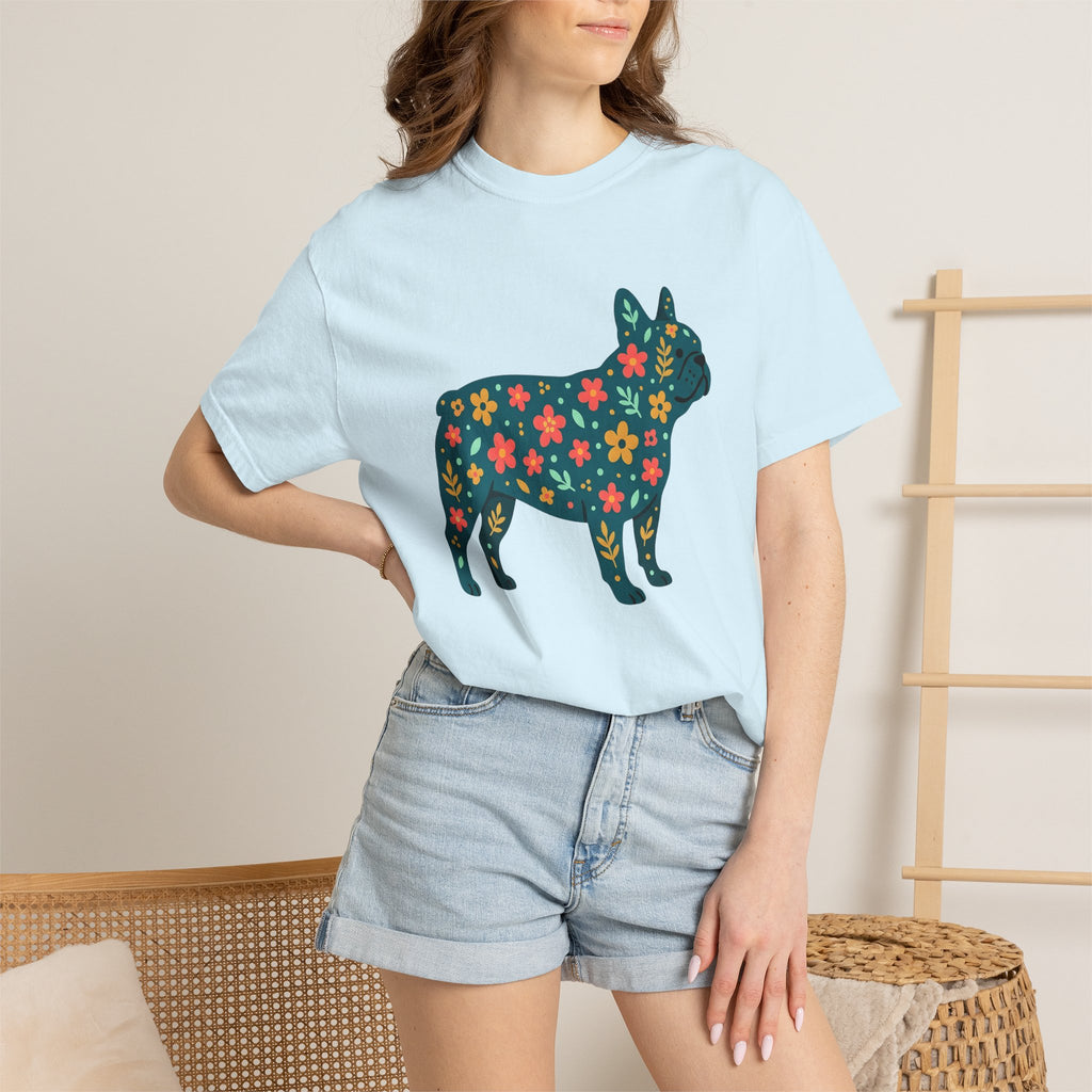 French Bulldog Shirt Dog Companion Gift Women Natural Tee Bulldog T-Shirt Dog Fan Puppy Graphic Tshirt Sleek Petals Tshirt
