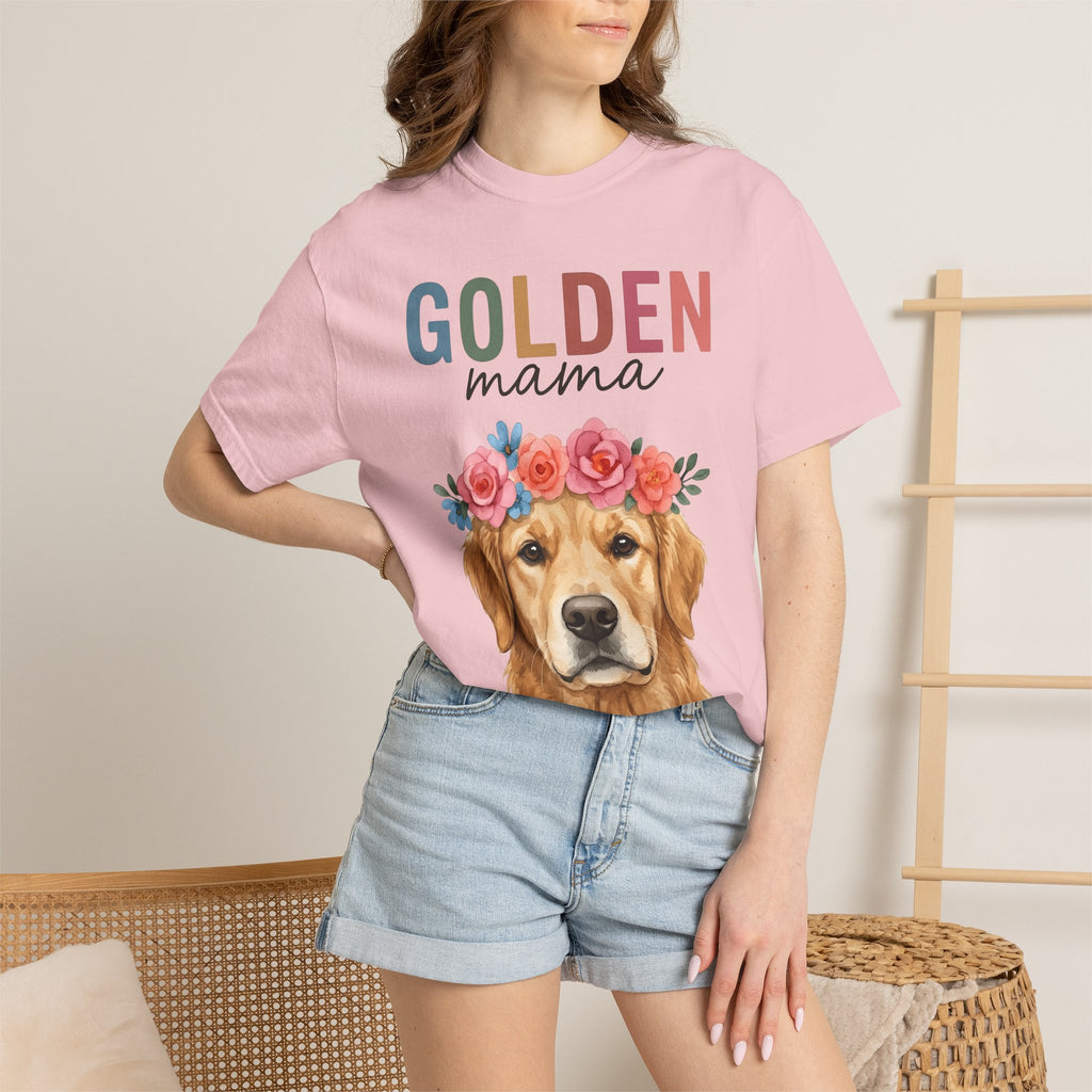 Golden Retriever Shirt Dog Botanical Gift Women Hand Painted Tee Retriever T-Shirt Dog Fan Painter Tshirt Floral Graphic Tribal Flower
