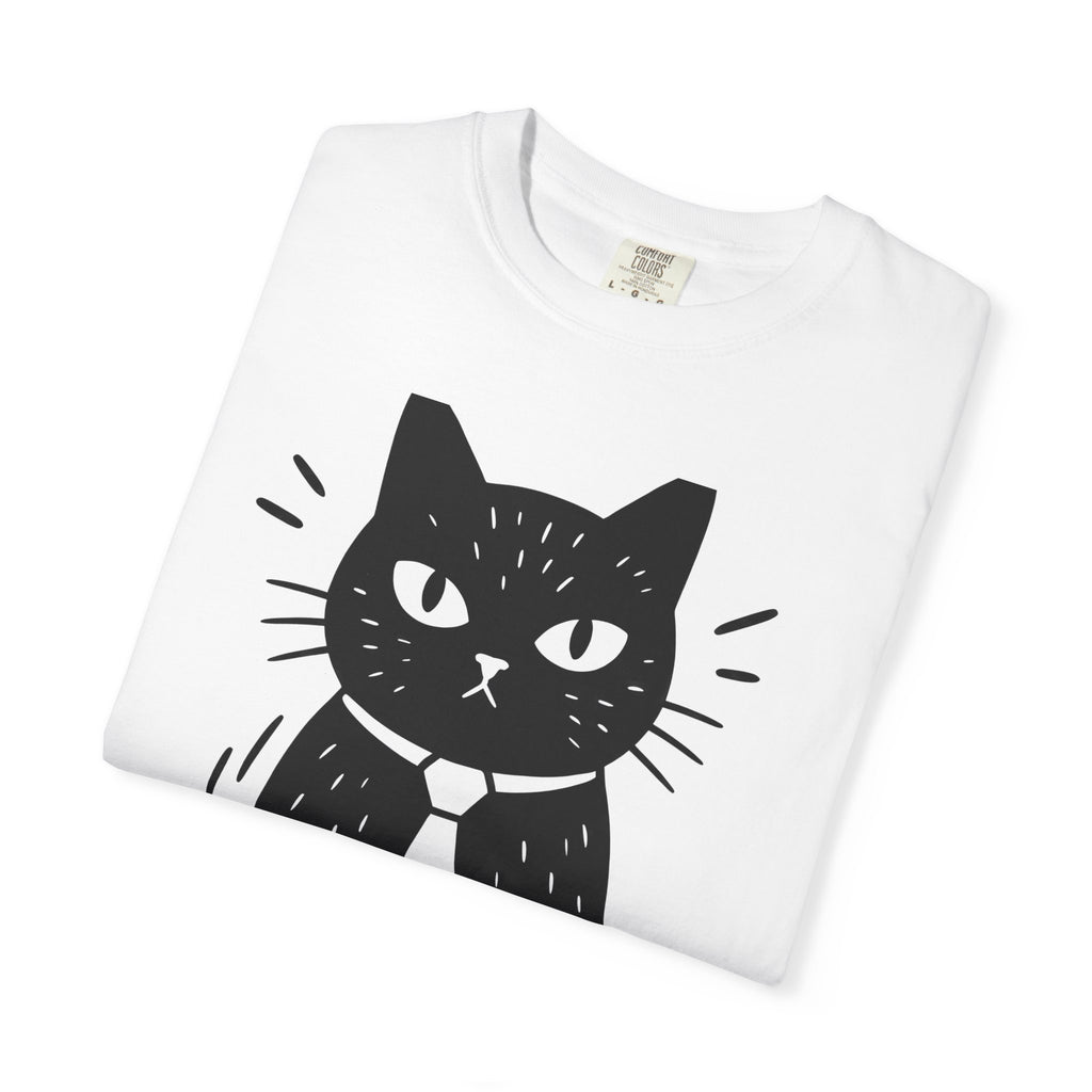 Black Cat Shirt Cat Jokes Gift Women Comic Tee Kitty T-Shirt Cat Fan Cartoon Tshirt Humor Graphic Simple Tie Tshirt