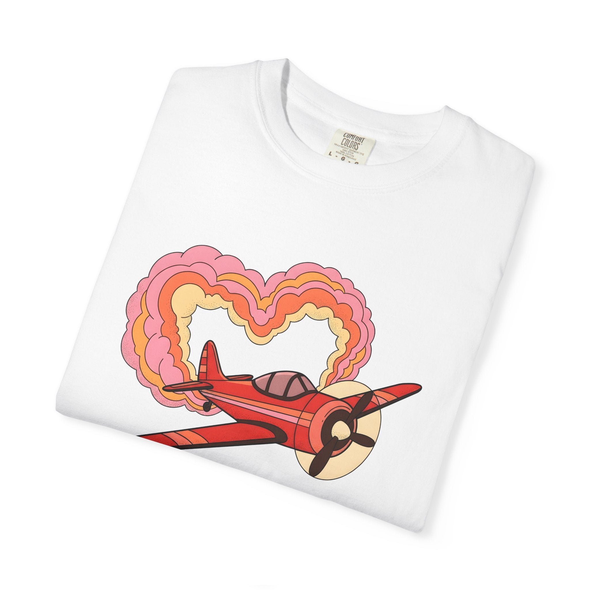 Airplane Heart Graphic Shirt St. Valentine's Day Romance Gift Women Cartoon Tee Plane T-Shirt Valentine Fan Comic Tshirt Love Graphic Retro