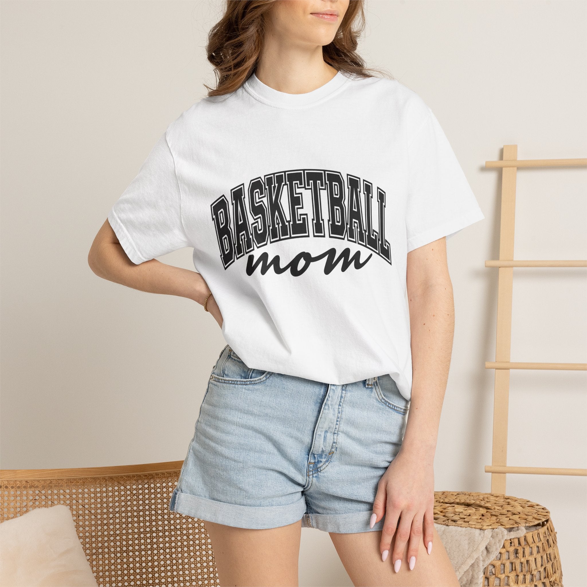 Sporty Mom Shirt Moms Basketball Gear Gift Women Powerful Tee Fitness Mom T-Shirt Mom Enthusiast Bold Tshirt Court Graphic Classic Team Font
