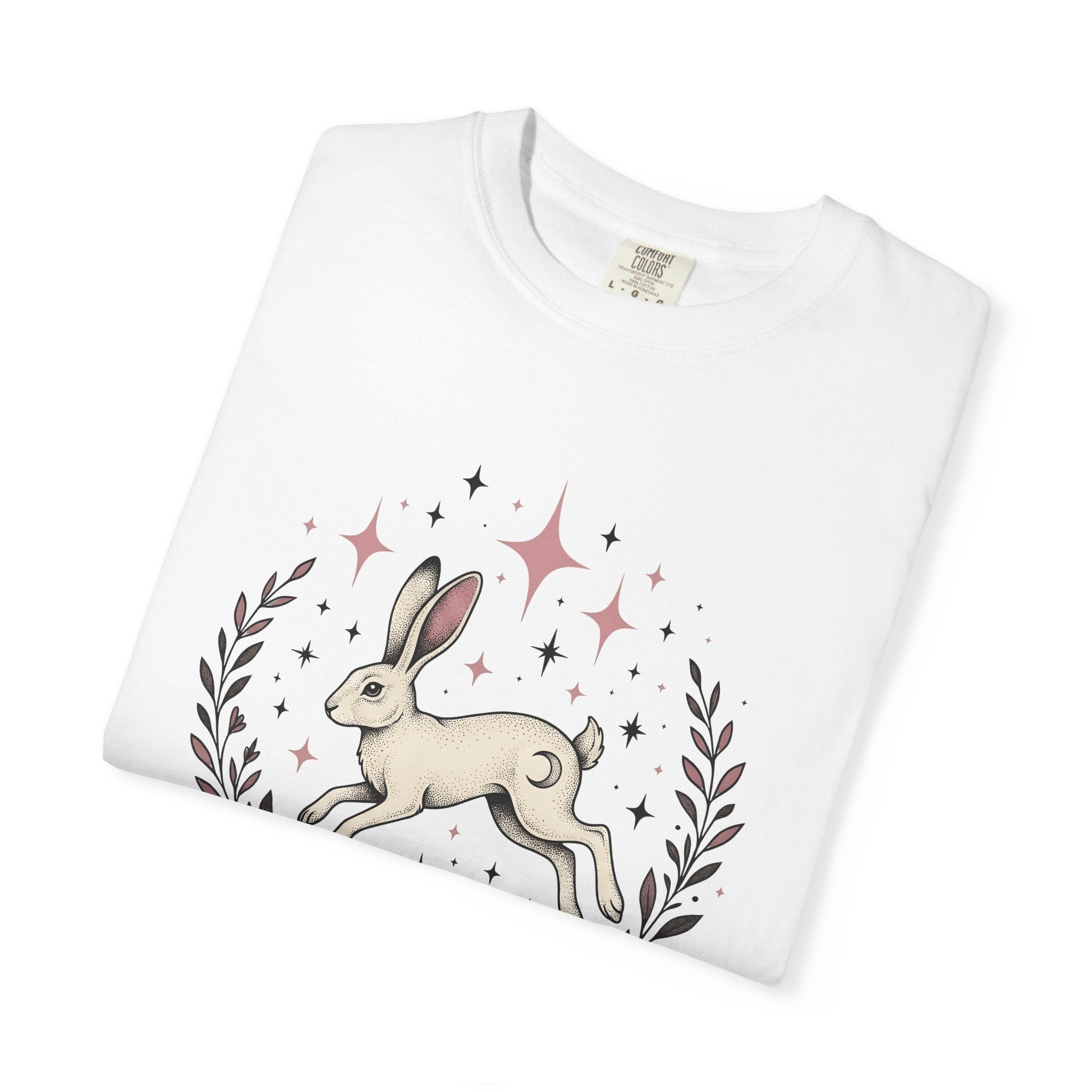 Hare Drawing Shirt Cute Pets Gift Women Folk Art Tee Rabbit T-Shirt Adorable Fan Bunny Graphic Tshirt Shabby Chic Bloom Tshirt