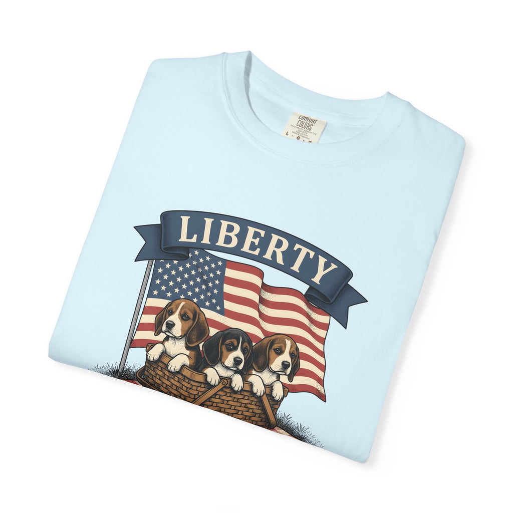 Beagle Pups Shirt America 4Th Of July Freedom Gift Women Rustic Tee Puppy T-Shirt Patriot Fan Country Tshirt Liberty Graphic Doodle Picnic
