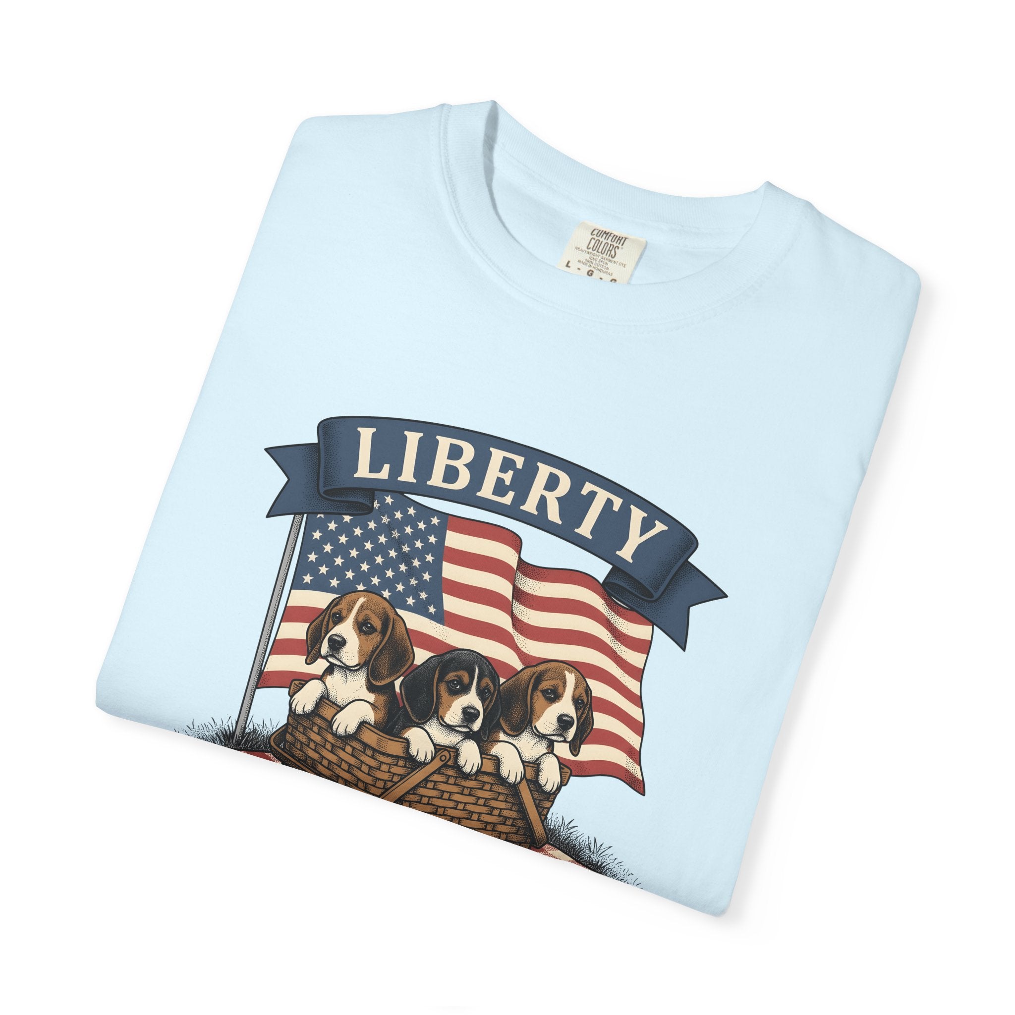 Beagle Pups Shirt America 4Th Of July Freedom Gift Women Rustic Tee Puppy T-Shirt Patriot Fan Country Tshirt Liberty Graphic Doodle Picnic