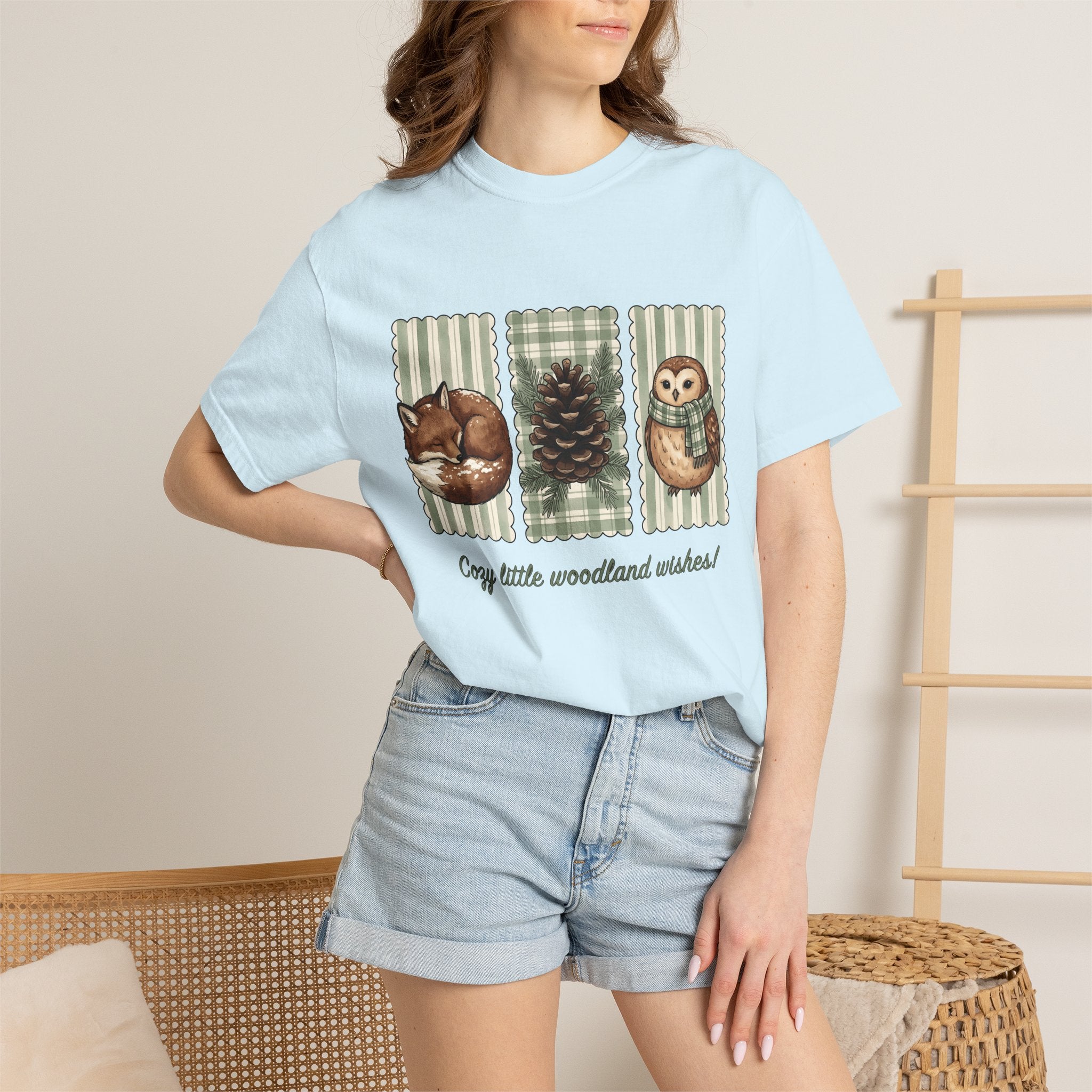 Forest Critters Shirt Christmas Environment Gift Women Ink Tee Wildlife T-Shirt Xmas Fan Nature Tshirt Eco Graphic Line Art Seed Cone Tshirt