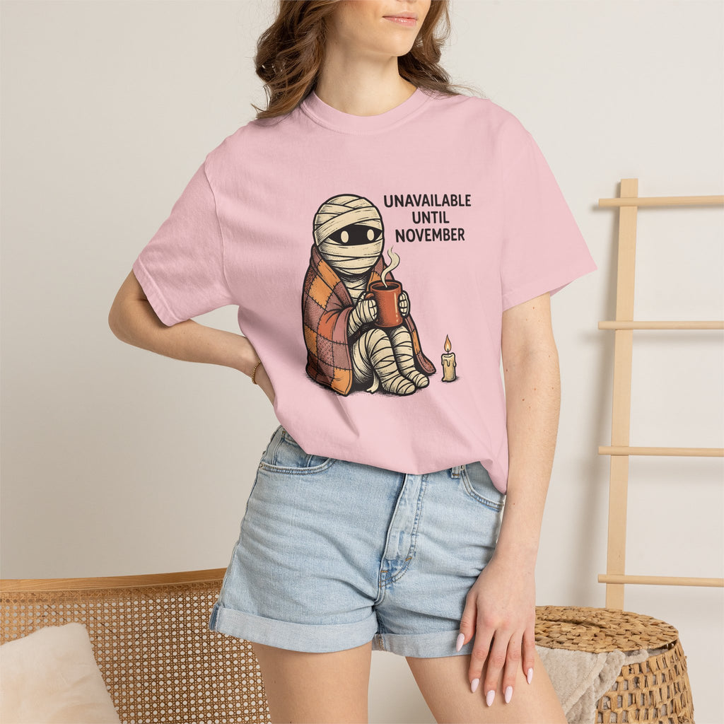Mummy Coffee Shirt Halloween Cozy Gift Women Cartoon Tee Coffee T-Shirt Horror Fan Comic Tshirt Snug Graphic Retro Candle Tshirt