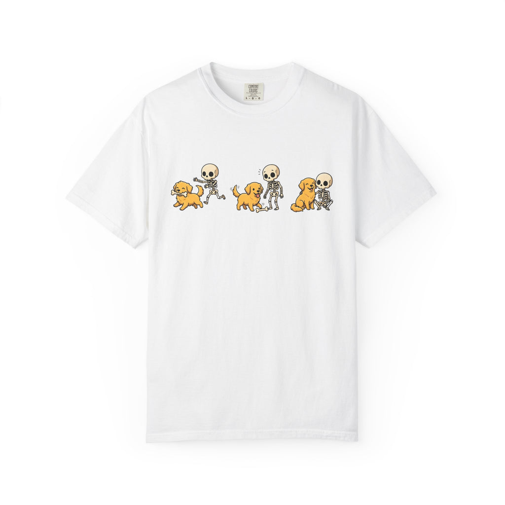 Canine Skeleton Shirt Halloween Pets Gift Women Doodle Tee Dog Skeleton T-Shirt Spooky Fan Dog Graphic Dog Illustration Whimsical Bone