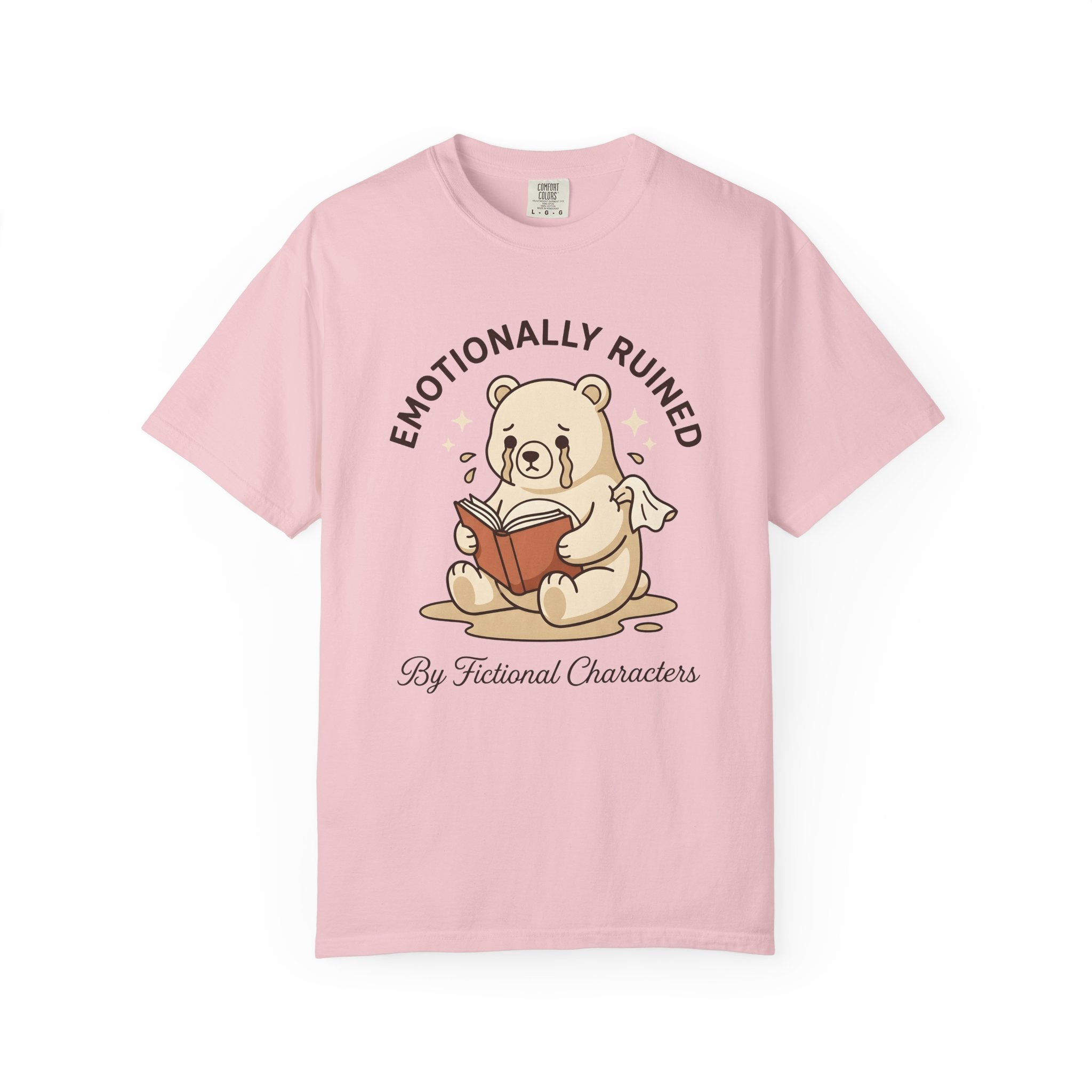 Crying Bear Shirt Cute Bookworm Gift Women Chibi Tee Teddy T-Shirt Adorable Fan Cartoon Tshirt Bibliophile Graphic Illustration Open Book