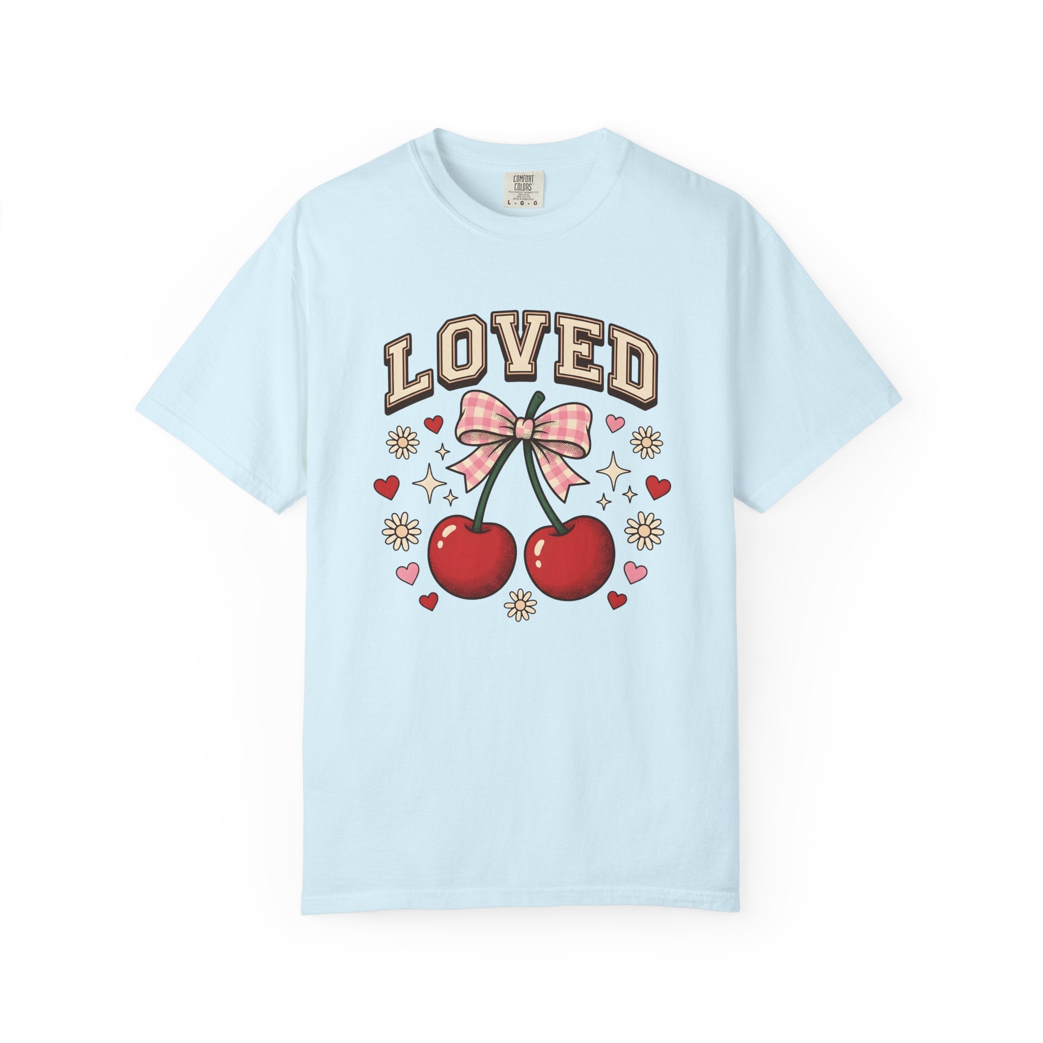 Cherry Hair Bow Shirt Valentine Fresh Fruit Gift Women Adorable Tee Hair Bow T-Shirt Cupid Fan Cute Tshirt Fruit Graphic Classic Heart