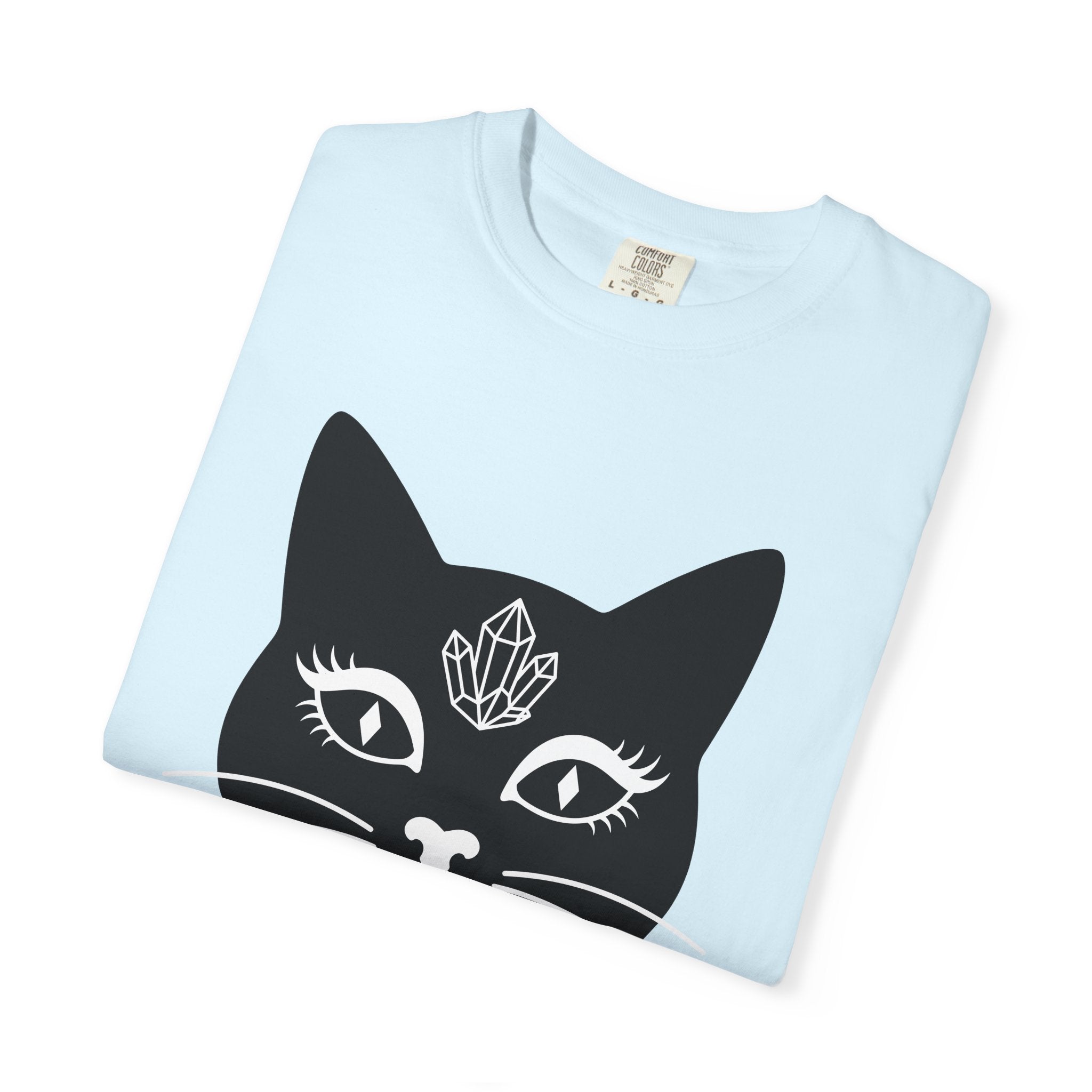 Black Cat Face Shirt Cat Witchy Gift Women Minimalist Tee Cat T-Shirt Cat Lady Fan Simple Tshirt Wiccan Graphic Boho Crystal Tshirt