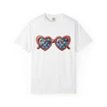 Heart Eyeglasses Shirt 4th Of July Freedom Gift Women Brush Stroke Tee Spectacles T-Shirt Patriot Fan Painted Tshirt Liberty Graphic Classic