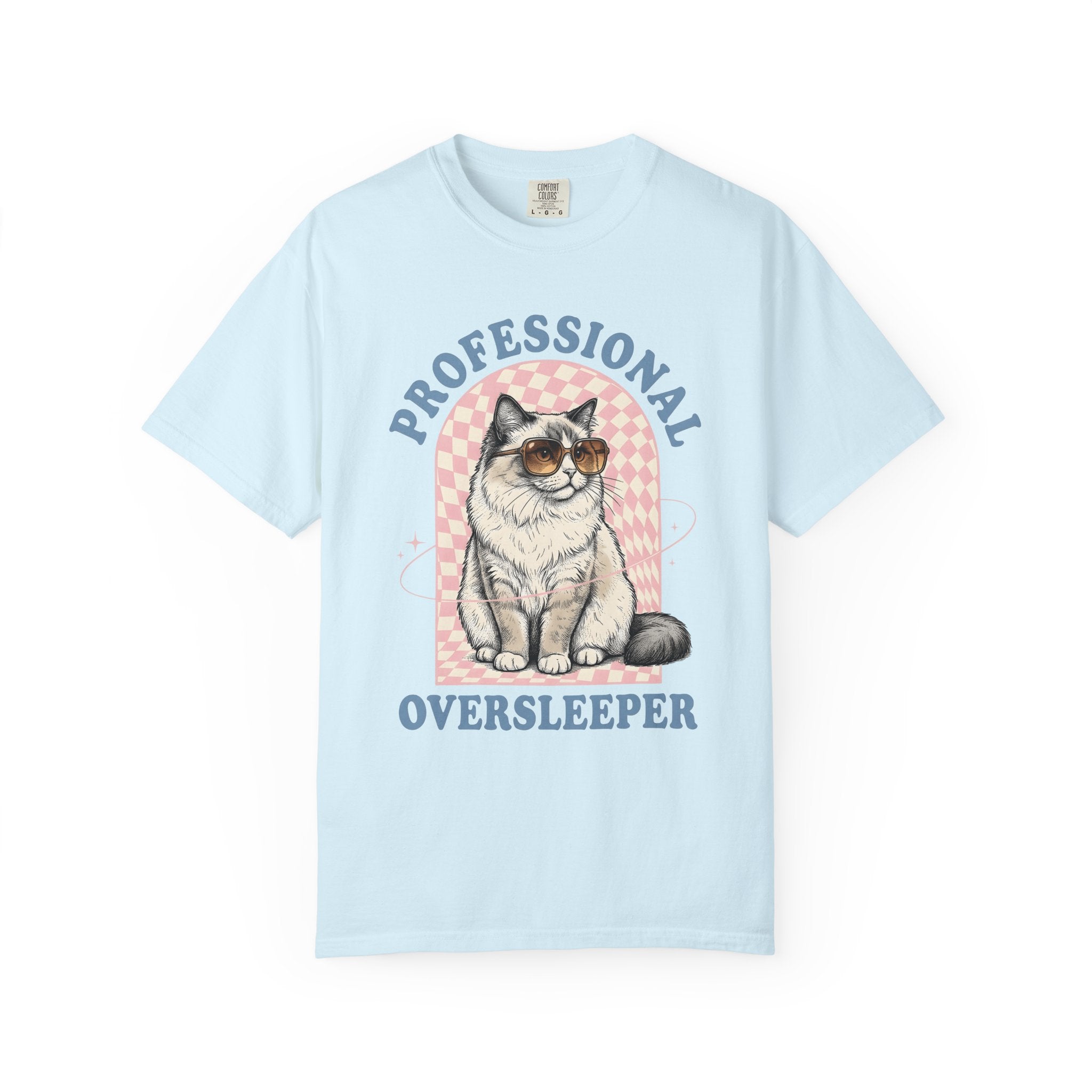 Cat Sunglasses Shirt Cat Humor Gift Women Vintage Tee Kitty T-Shirt Feline Fan Cool Tshirt Funny Graphic Hand Drawn Checkerboard Tshirt