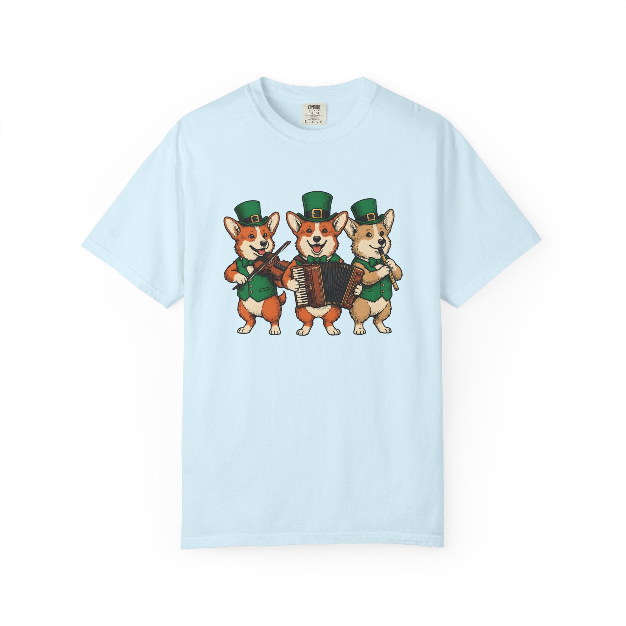 Corgi Band Shirt St Patrick's Day Dog Gift Women Vintage Tee Dog Band T-Shirt St Patricks Fan Retro Tshirt Dog Graphic Hand Drawn Leprechaun