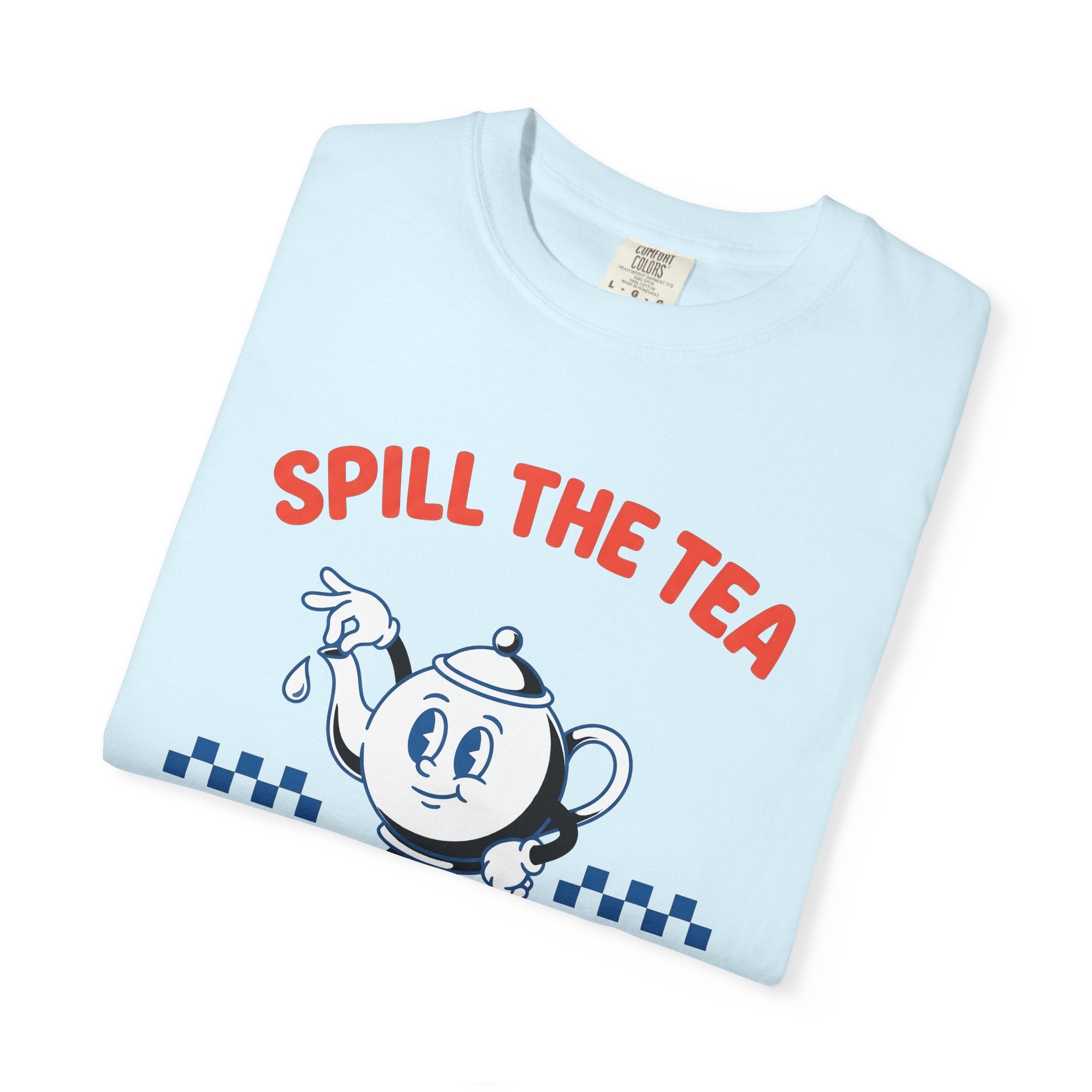Kettle Mascot Shirt Tea Joke Gift Women Comic Tee Teapot T-Shirt Tea Fan Cartoon Tshirt Pun Graphic Vintage Plaid Design Tshirt