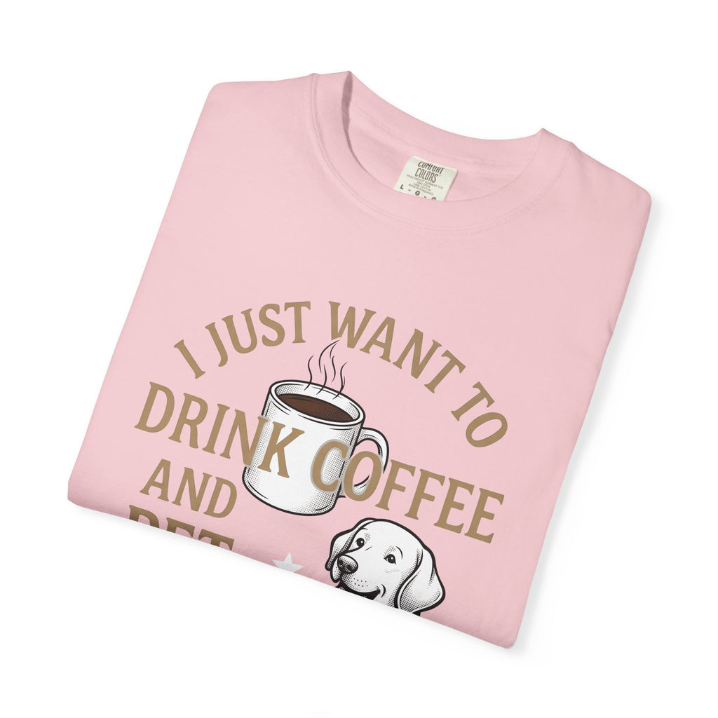 Dog Coffee Cup Shirt Dog Coffee Gift Women Vintage Tee Coffee Mug T-Shirt Dog Fan Retro Tshirt Caffeinated Graphic Hand Drawn Stars Tshirt