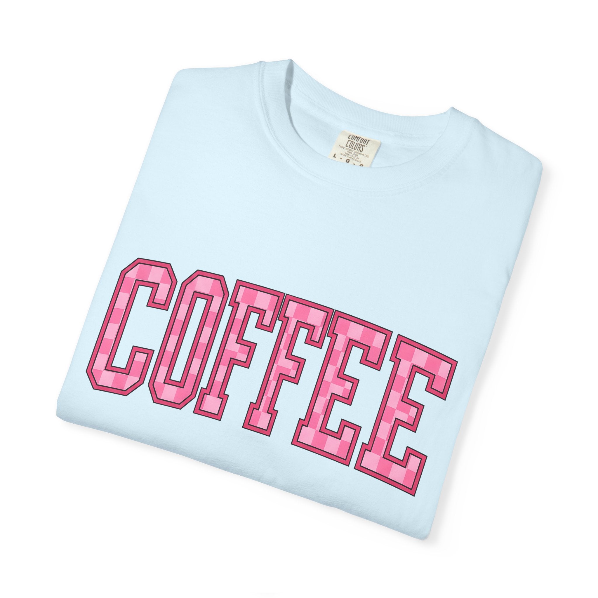 Block Letters Shirt Coffee Teacher Gift Women Bold Tee Typography T-Shirt Coffee Fan Brilliant Tshirt Educator Graphic Retro Checkered
