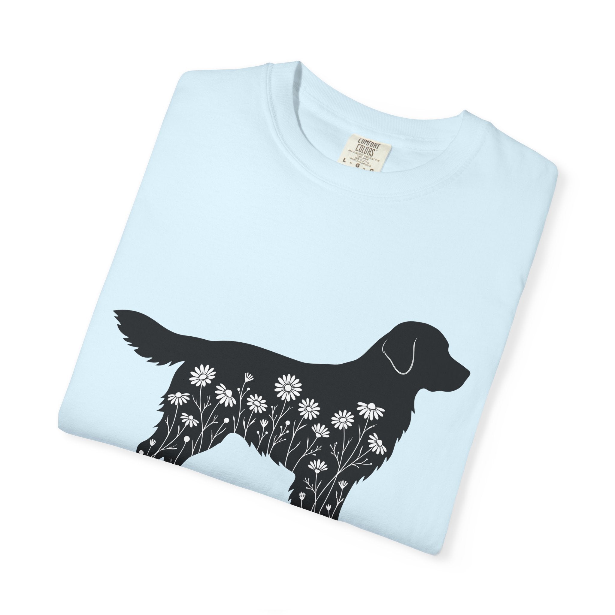 Dog Outline Shirt Dog Flower Gift Women Floral Tee Puppy T-Shirt Dog Fan Botanical Tshirt Floral Graphic Simple Meadow Blooms Tshirt