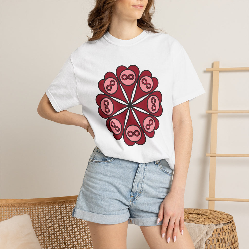 Love Mandala Shirt Boho Chic Romance Gift Women Simple Tee Mandala T-Shirt Bohemian Fan Minimalist Tshirt Valentine Graphic Abstract Endless