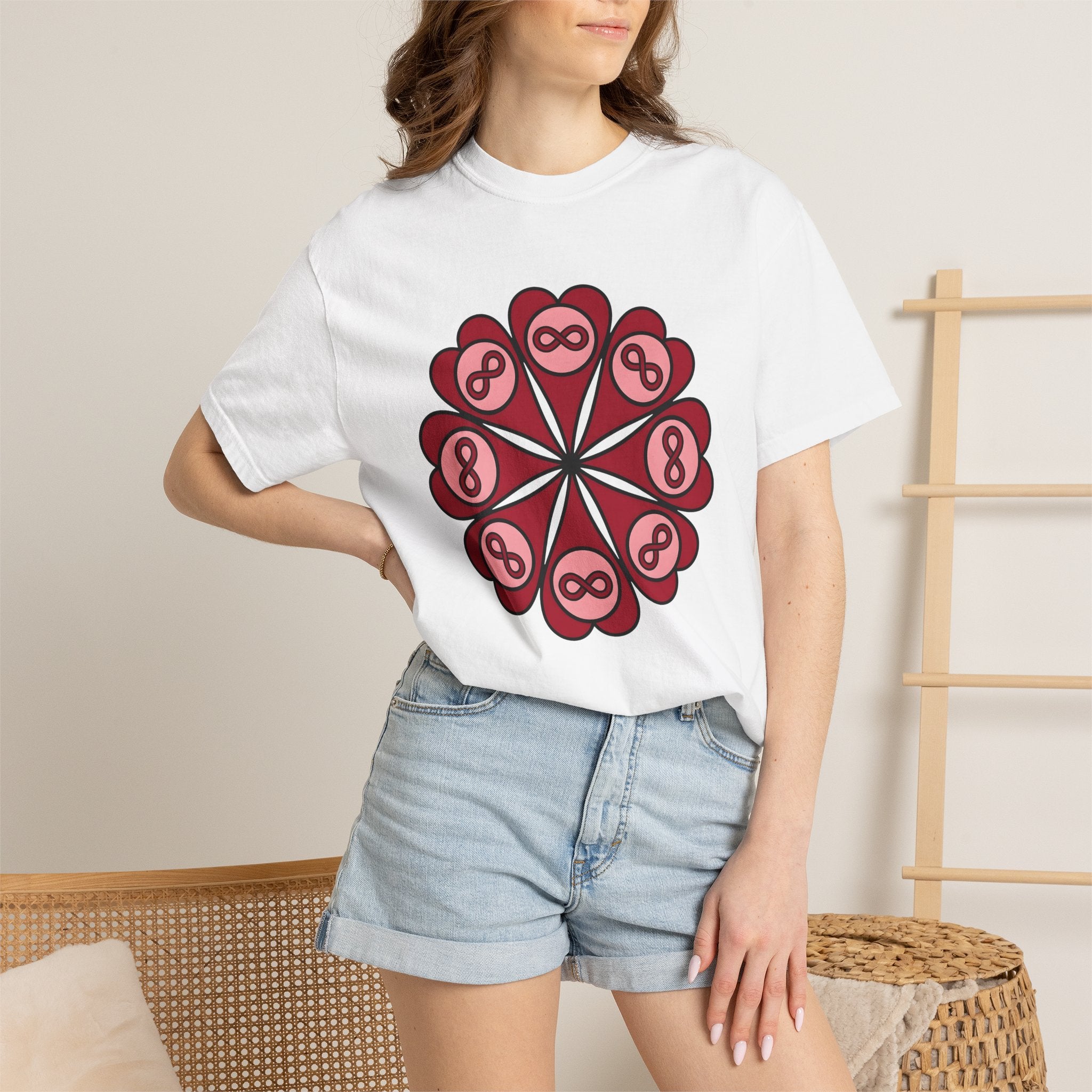 Love Mandala Shirt Boho Chic Romance Gift Women Simple Tee Mandala T-Shirt Bohemian Fan Minimalist Tshirt Valentine Graphic Abstract Endless