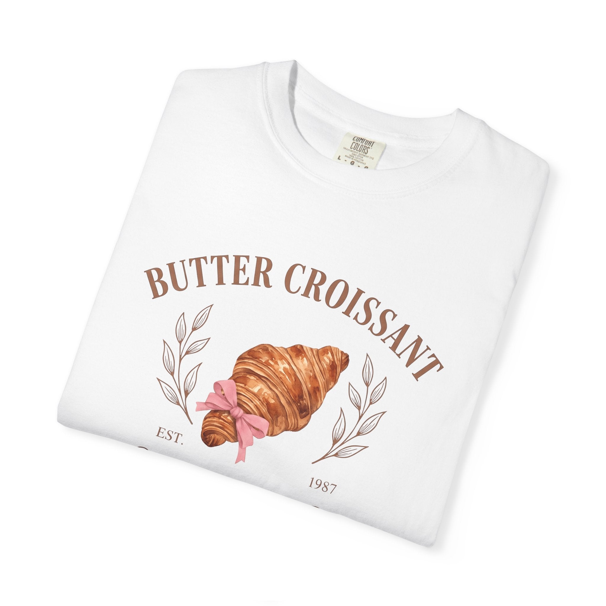 Flaky Croissant Shirt Desserts Pastry Gift Women Hand Painted Tee Croissant T-Shirt Dessert Fan Watercolor Tshirt Bakery Graphic Rustic Pink