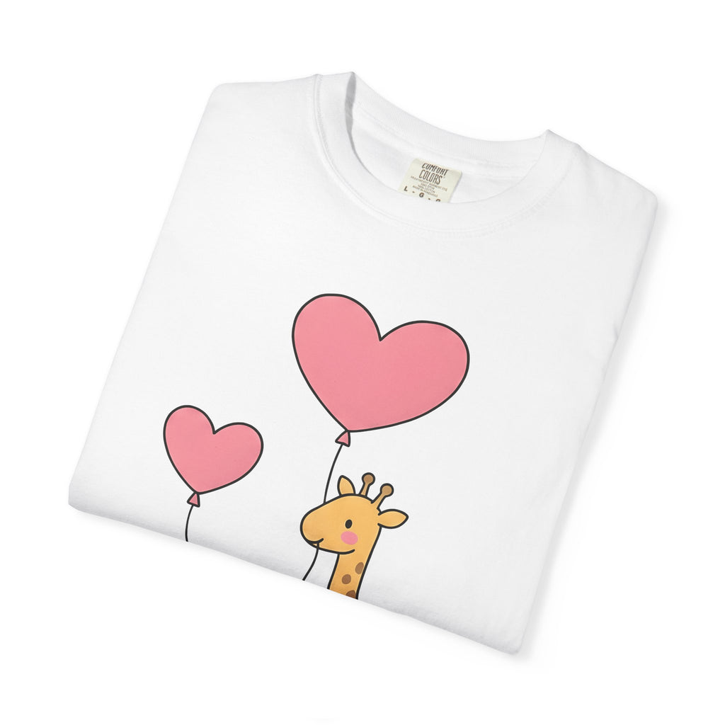 Giraffe Pair Shirt Animals Affection Gift Women Sweet Tee Giraffes T-Shirt Wildlife Fan Cute Tshirt Love Graphic Clean Heart Balloon Tshirt