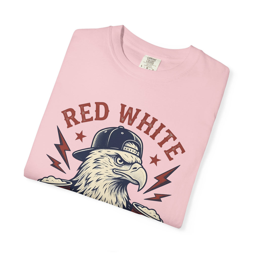 Bald Eagle Shirt 4th Of July Liquor Gift Women Rustic Tee Eagle T-Shirt Patriot Fan American Tshirt Boozy Graphic Cartoon Beer Glasses