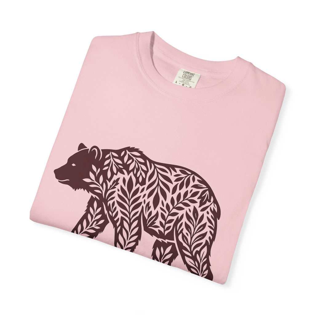 Bear Leaves Shirt Animals Nature Gift Women Botanical Tee Ursine T-Shirt Wildlife Fan Floral Tshirt Environmental Graphic Minimalist Foliage