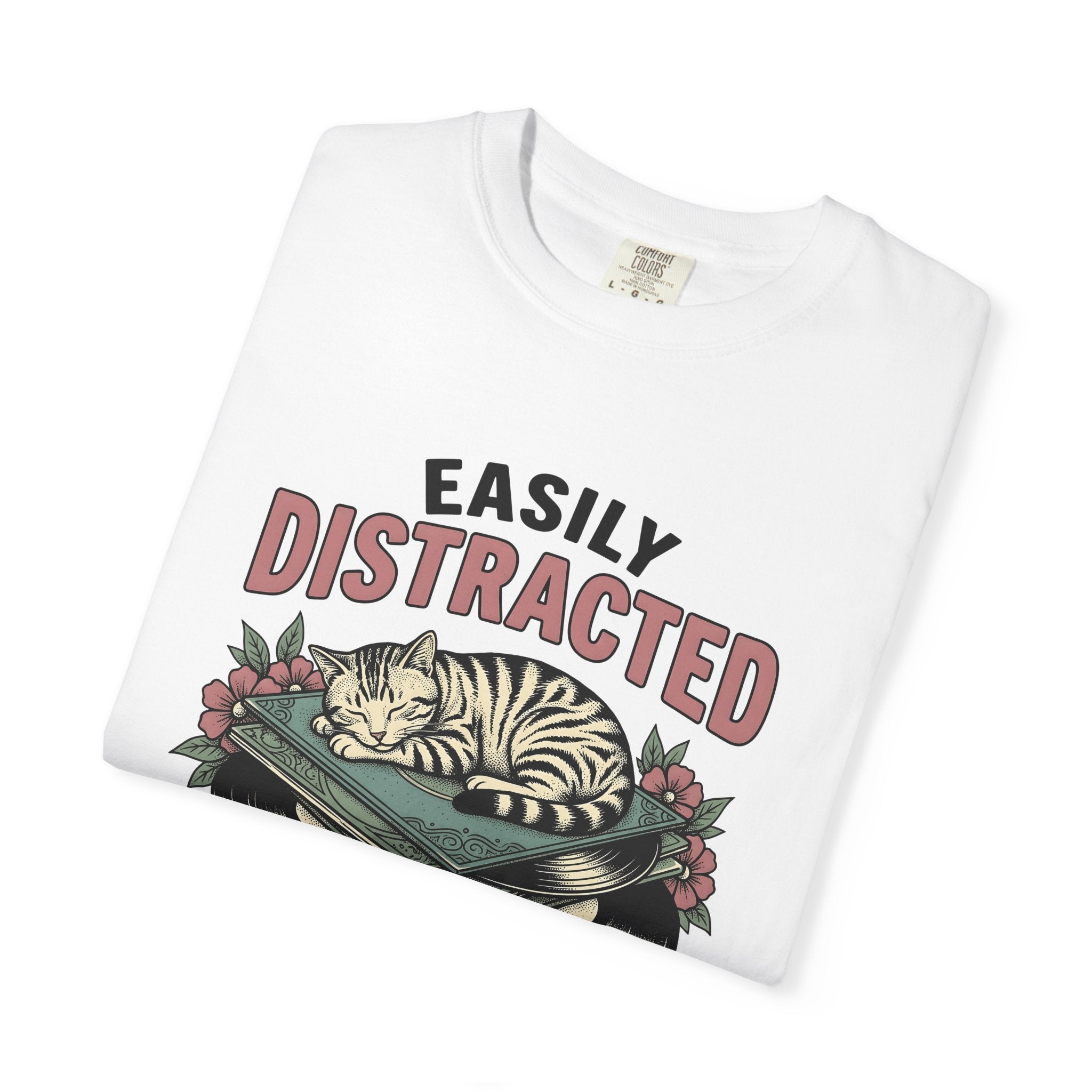 Orange Tabby Shirt Cat Sound Gift Women Old School Tee Tabby Cat T-Shirt Cat Fan Feline Tshirt Audio Graphic Doodle Music Discs Tshirt