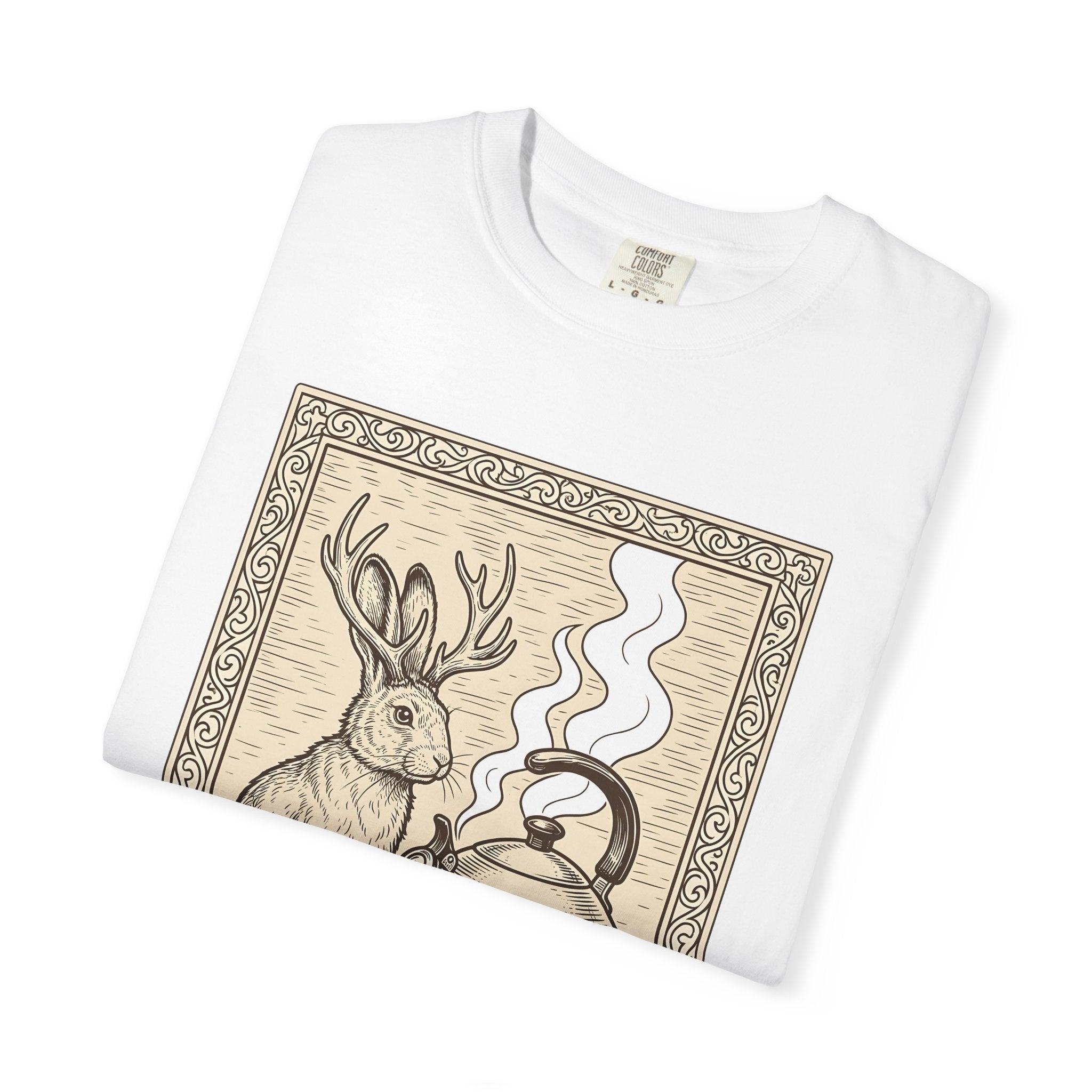 Jackalope Teapot Shirt Boho Chic Forest Gift Women Retro Tee Teapot T-Shirt Bohemian Fan Vintage Tshirt Woods Graphic Sketch Smoke Tshirt