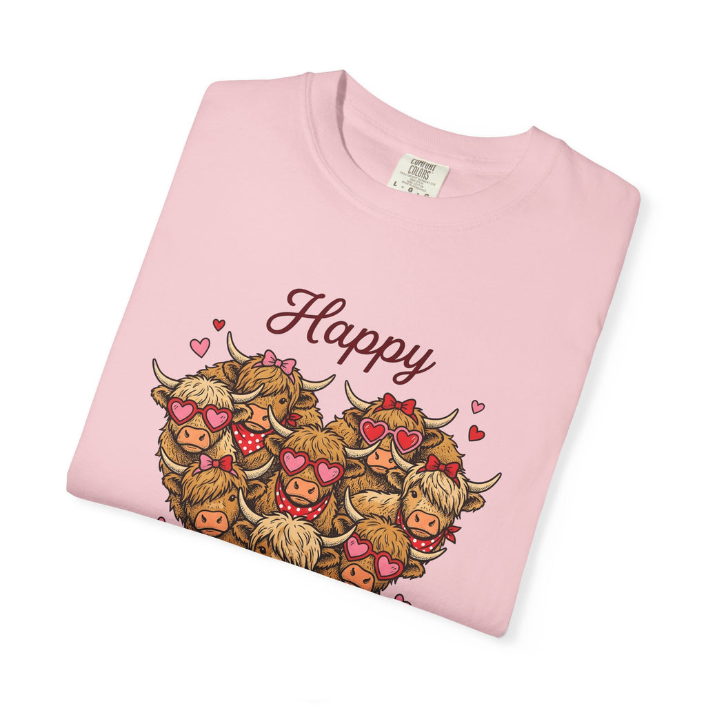 Highland Cows Shirt St Valentines Day Animal Gift Women Cartoon Tee Cow T-Shirt Valentine Fan Comic Tshirt Creature Graphic Vintage Heart