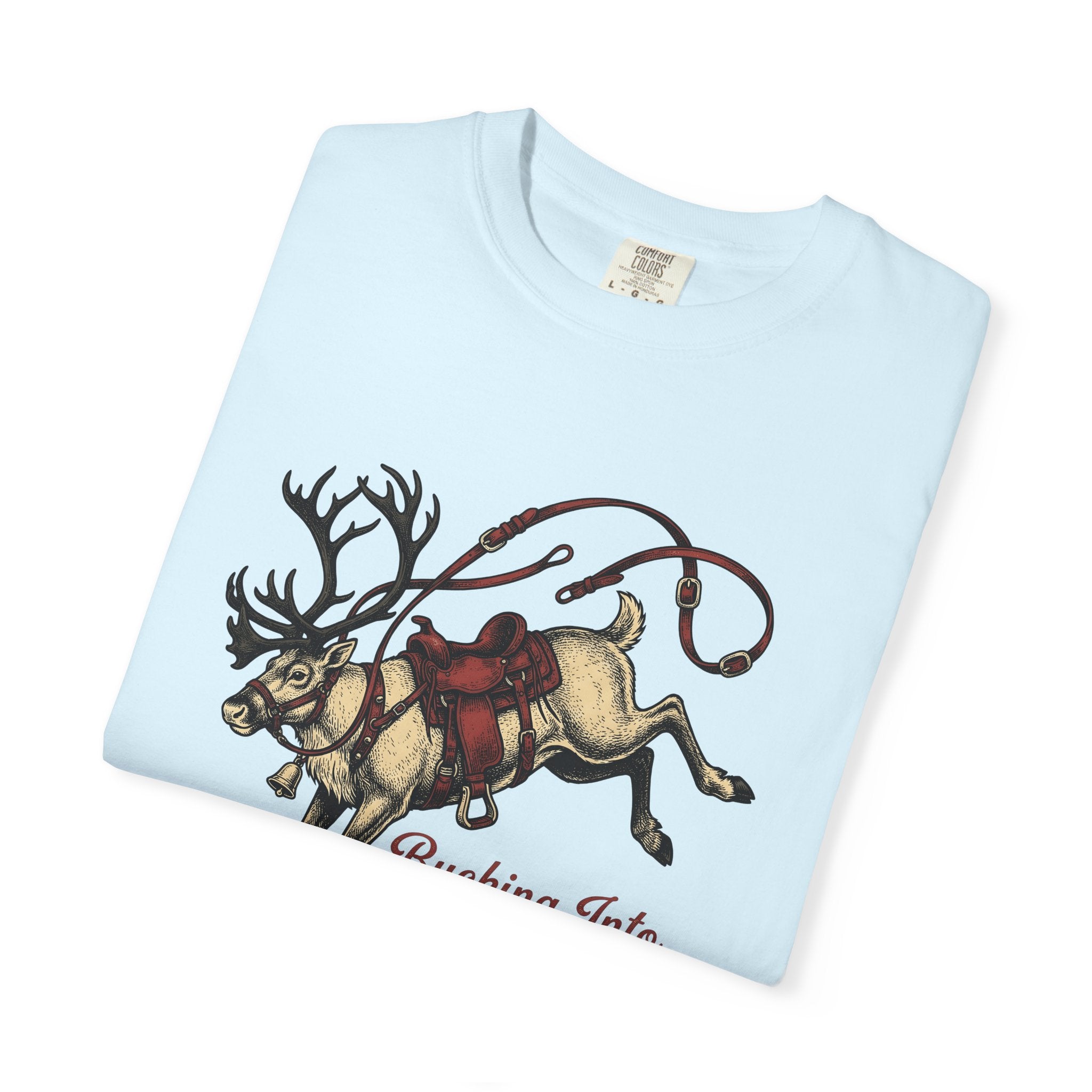 Reindeer Saddle Shirt Christmas Western Gift Women Vintage Tee Reindeer Saddle T-Shirt Xmas Fan Retro Tshirt Cowboy Graphic Hand Drawn Lasso