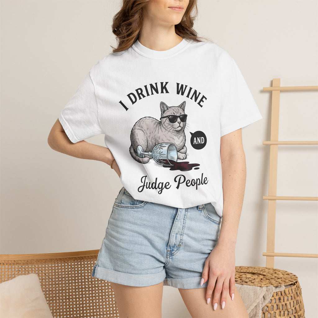 Cat Sunglasses Shirt Cat Humor Gift Women Vintage Tee Cool Cat T-Shirt Cat Fan Retro Tshirt Funny Graphic Hand Drawn Wine Glass Tshirt