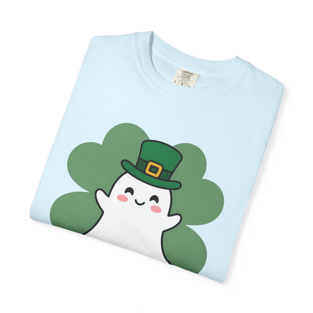 Ghost Clover Shirt St Patrick's Day Halloween Gift Women Kawaii Tee Shamrock T-Shirt Luck Fan Cute Tshirt Spooky Graphic Cartoon Leprechaun