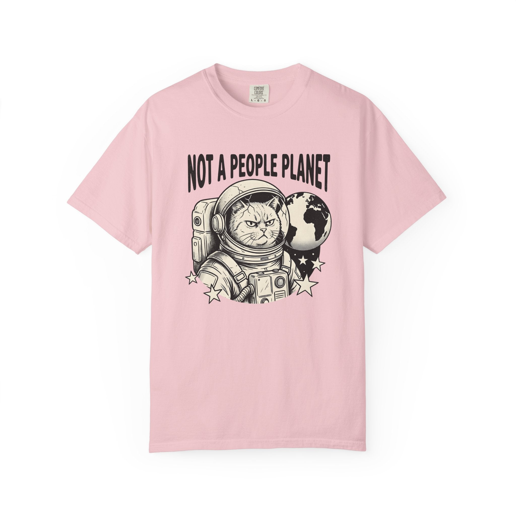 Astronaut Cat Shirt Cat Space Gift Women Bold Graphic Tee Space Cat T-Shirt Cat Fan Cosmic Tshirt Galaxy Graphic Vintage Stars Tshirt