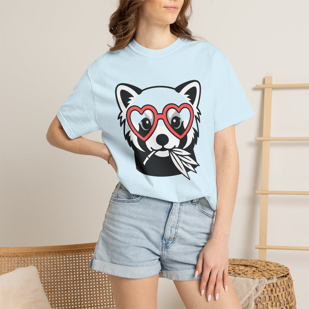 Red Panda Shirt Valentine Animal Gift Women Cartoon Tee Panda T-Shirt Cupid Fan Cute Tshirt Creature Graphic Minimalist Heart Glasses Tshirt