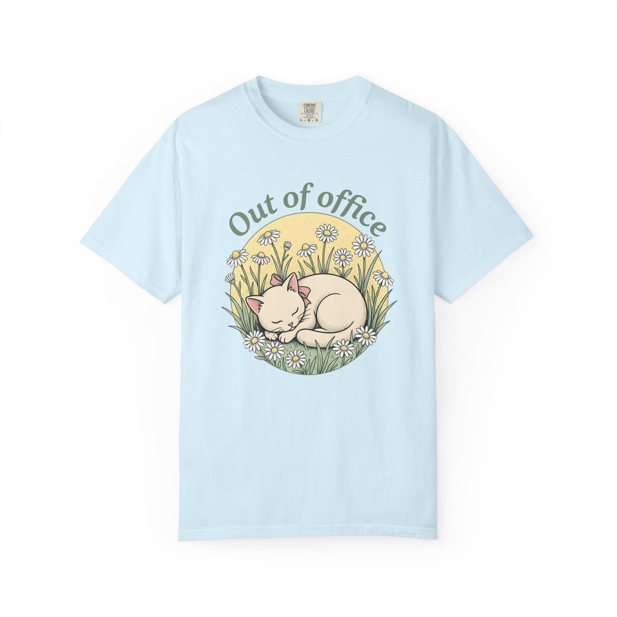 Dozing Cat Shirt Cat Blossoms Gift Women Rustic Tee Kitten T-Shirt Cat Fan Feline Tshirt Floral Graphic Cartoon Spring Flowers Tshirt
