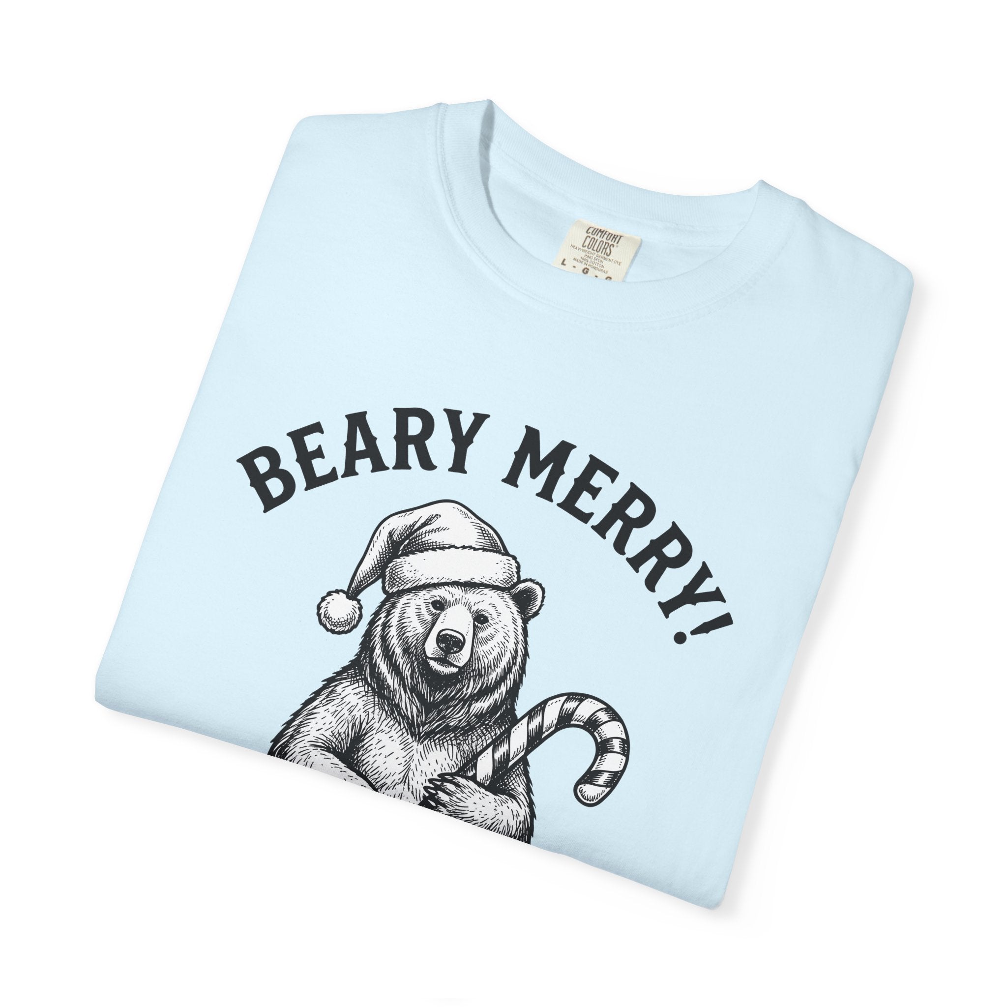 Bear Santa Hat Shirt Christmas Animal Gift Women Hand Drawn Tee Teddy T-Shirt Xmas Fan Illustrated Tshirt Wildlife Graphic Vintage Candy