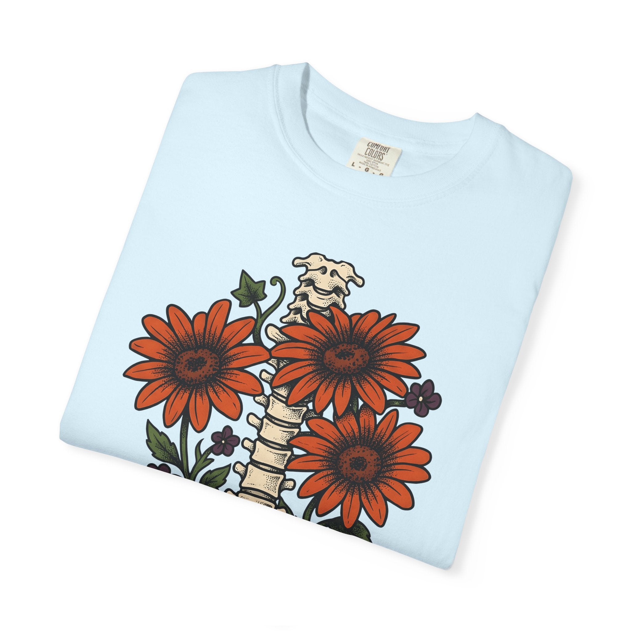 Spine Flower Pumpkins Shirt Halloween Horror Gift Women Ink Tee Gourd T-Shirt Horror Fan Tattoo Tshirt Horror Graphic Retro Sunflower Tshirt