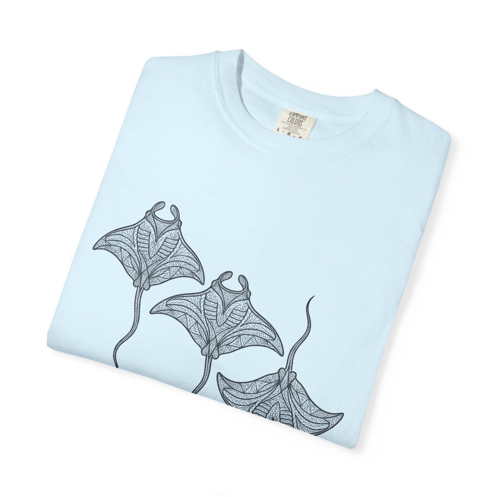 Manta Ray Shirt Ocean Animal Gift Women Boho Tee Devil Ray T-Shirt Sea Fan Mobula Graphic Tshirt Line Art Mandala Tshirt