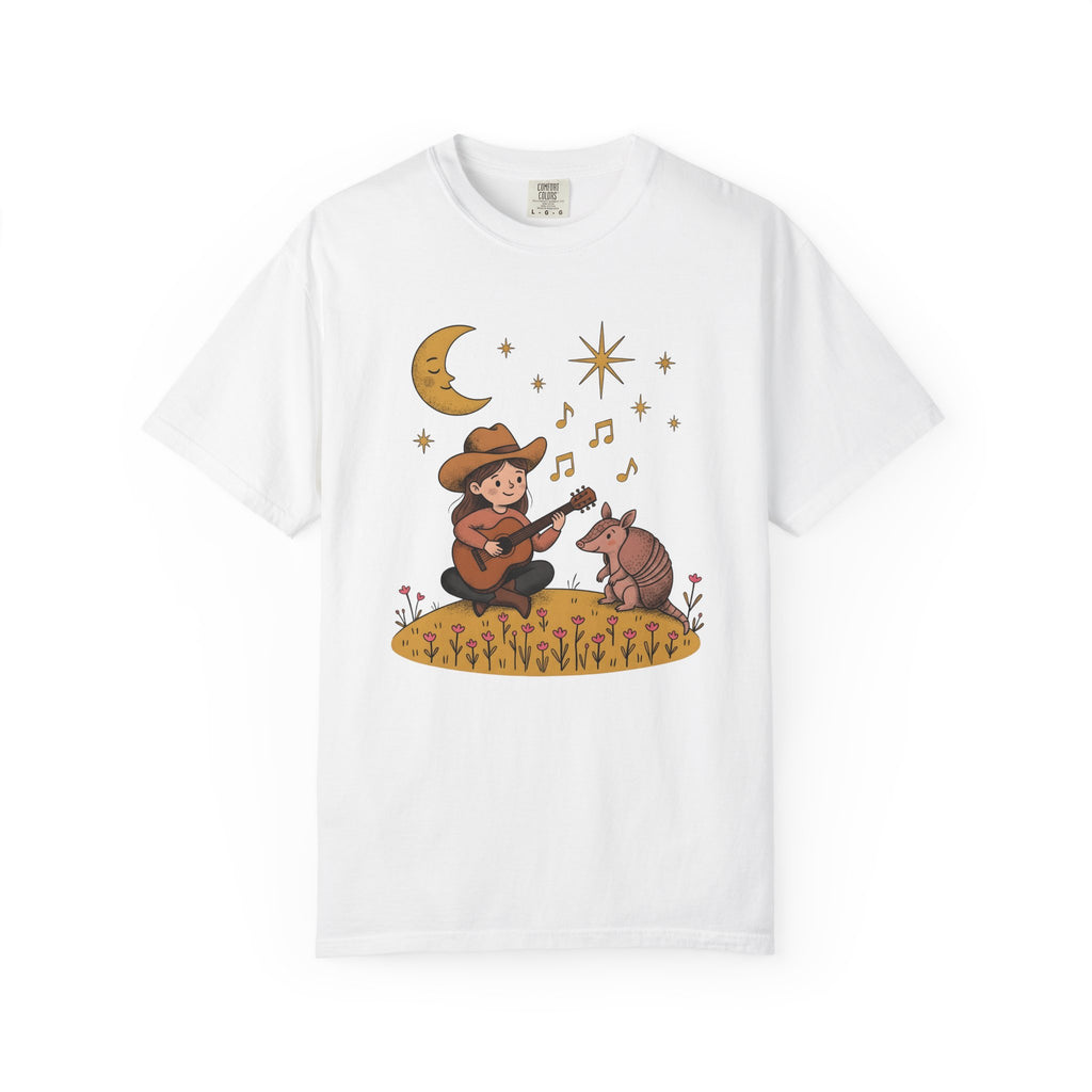 Cowgirl Guitar Shirt Cowgirl Melody Gift Women Line Art Tee Guitarist T-Shirt Cowgirl Fan Linework Tshirt Song Illustration Graphic