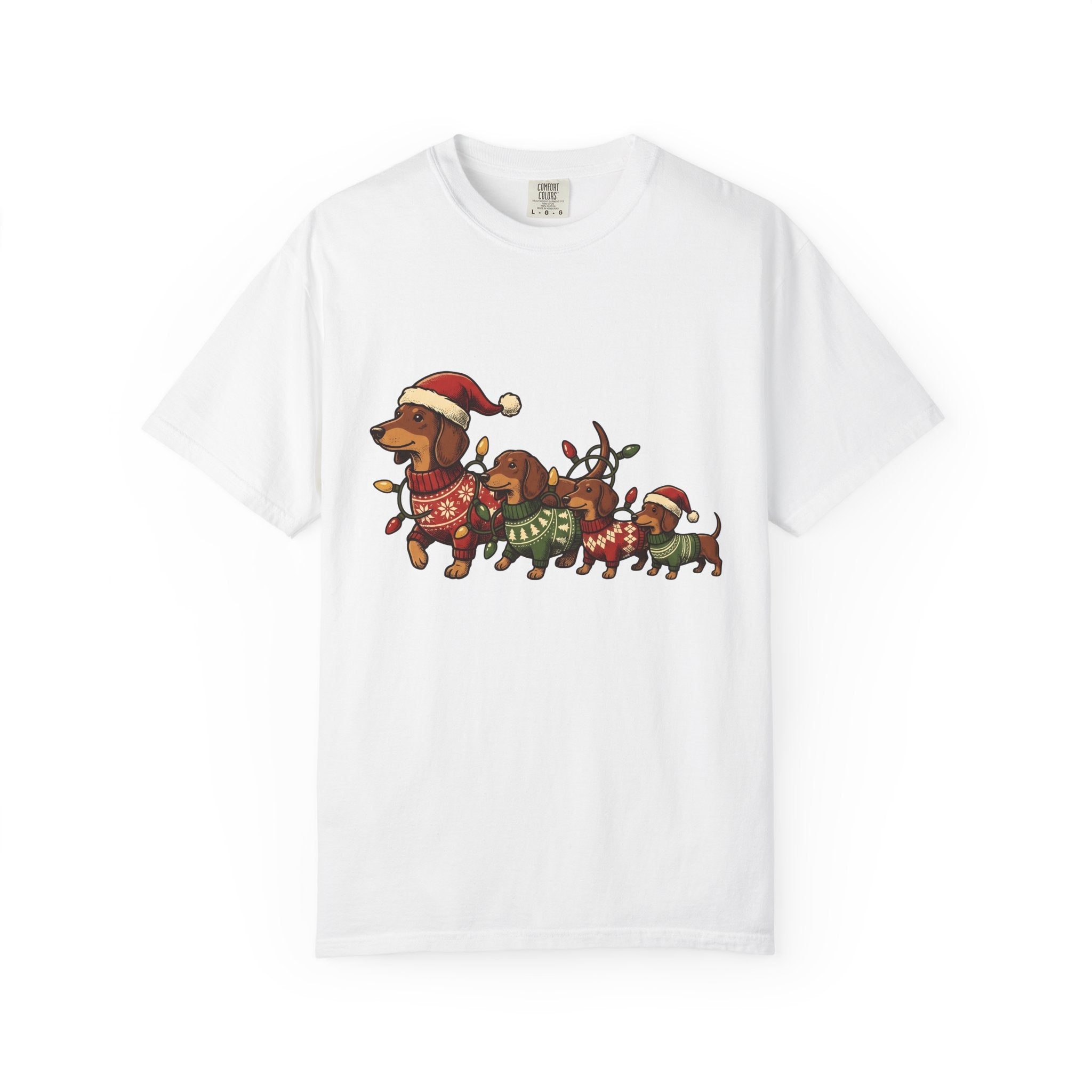 Miniature Dachshunds Shirt Christmas Animals Gift Women Hand Drawn Tee Wiener Dog T-Shirt Christmas Fan Doodle Tshirt Creature Graphic