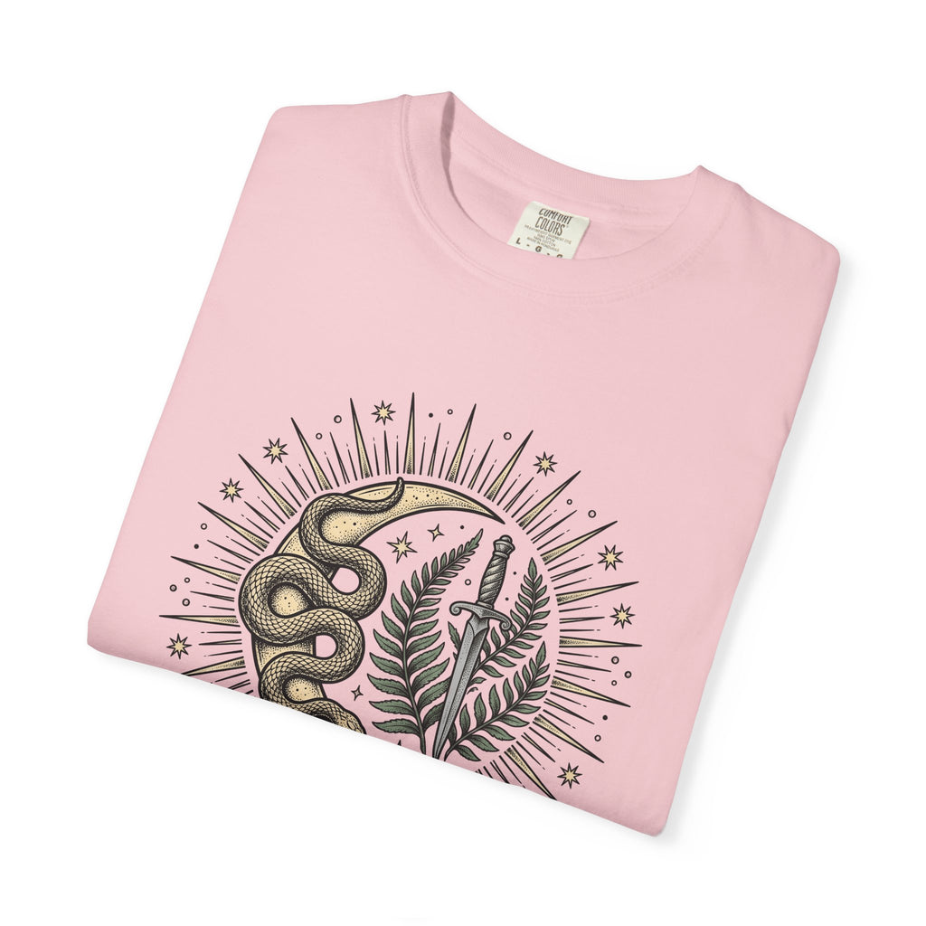 Python Moon Shirt Boho Chic Spiritual Gift Women Body Art Tee Lunar T-Shirt Bohemian Fan Tattooed Tshirt Mystical Graphic Old School Blade