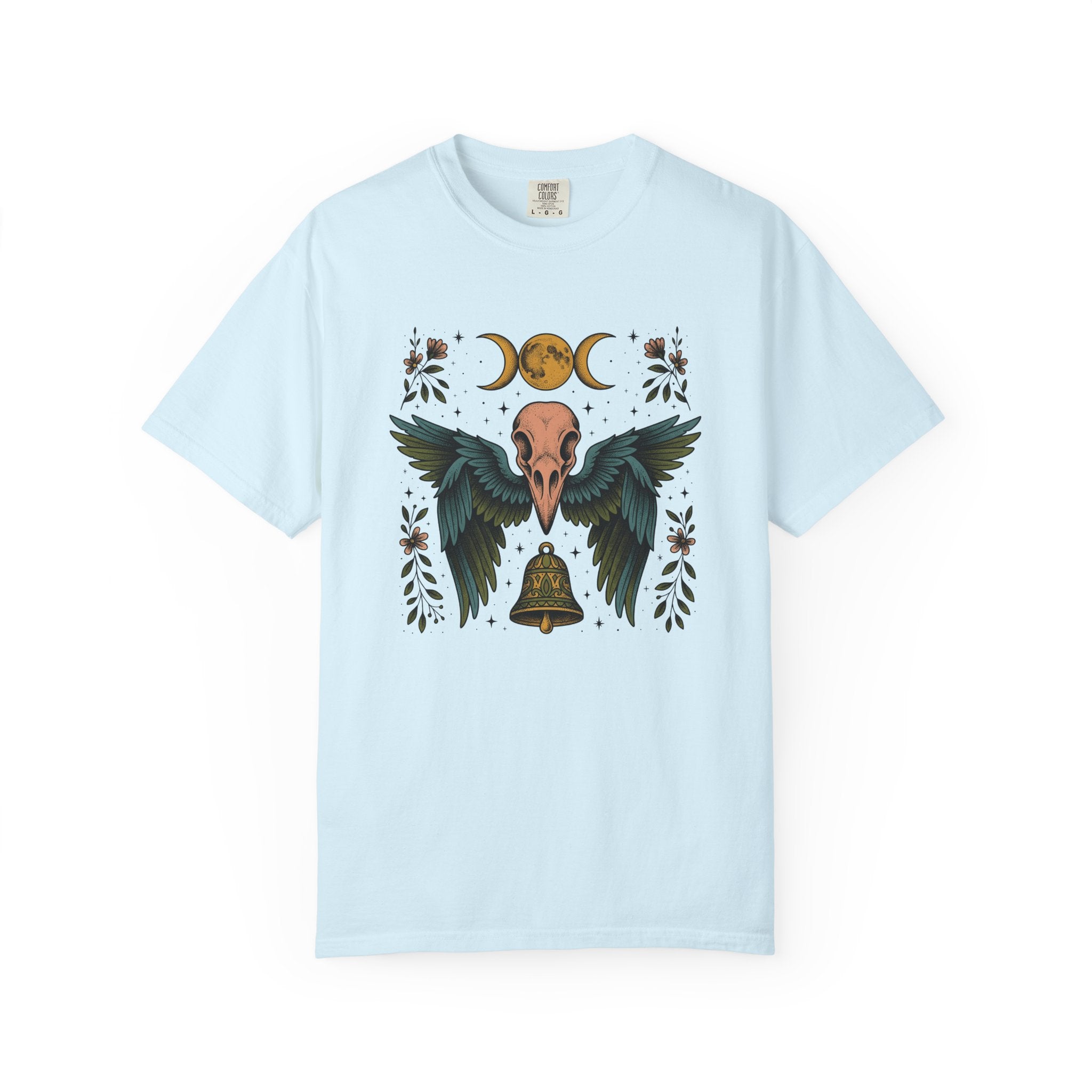Bird Head Wings Shirt Boho Chic Occult Gift Women Cartoon Tee Bird T-Shirt Bohemian Fan Comix Graphic Occult Illustration Distressed Lunar