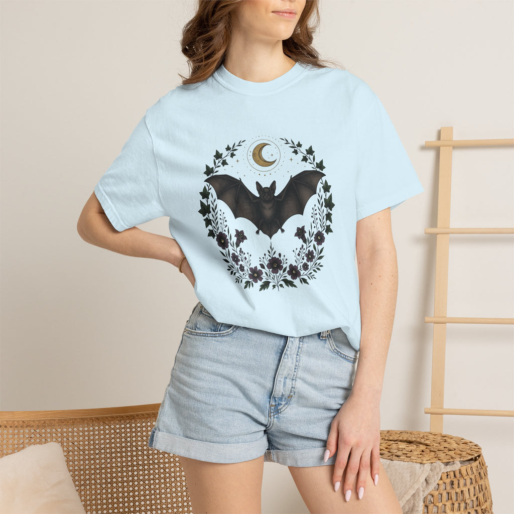 Bat Shirt Gothic Outdoors Gift Women Bohemian Tee Flying Fox T-Shirt Dark Fan Hippie Tshirt Nature Graphic Retro Flowers Tshirt