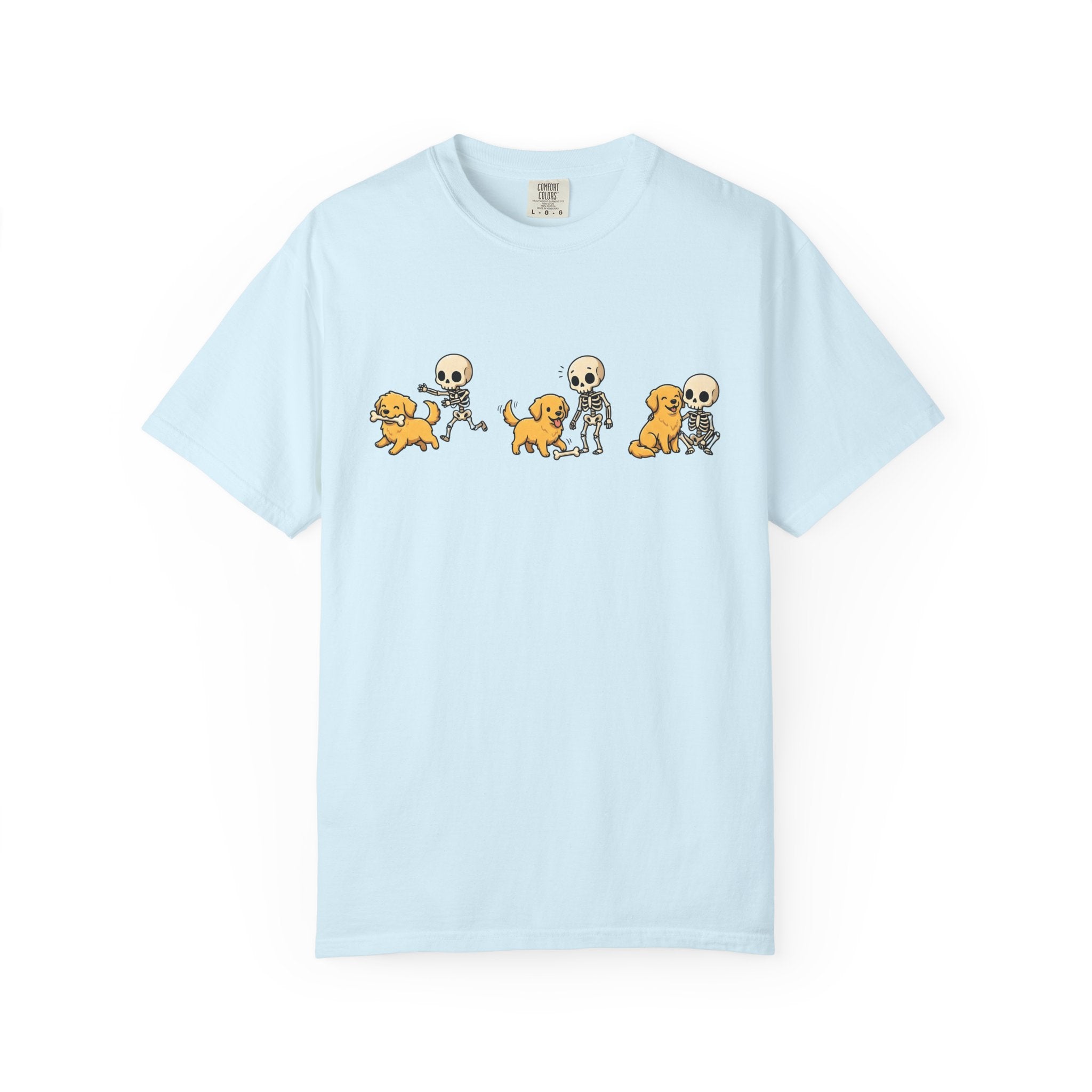 Canine Skeleton Shirt Halloween Pets Gift Women Doodle Tee Dog Skeleton T-Shirt Spooky Fan Dog Graphic Dog Illustration Whimsical Bone