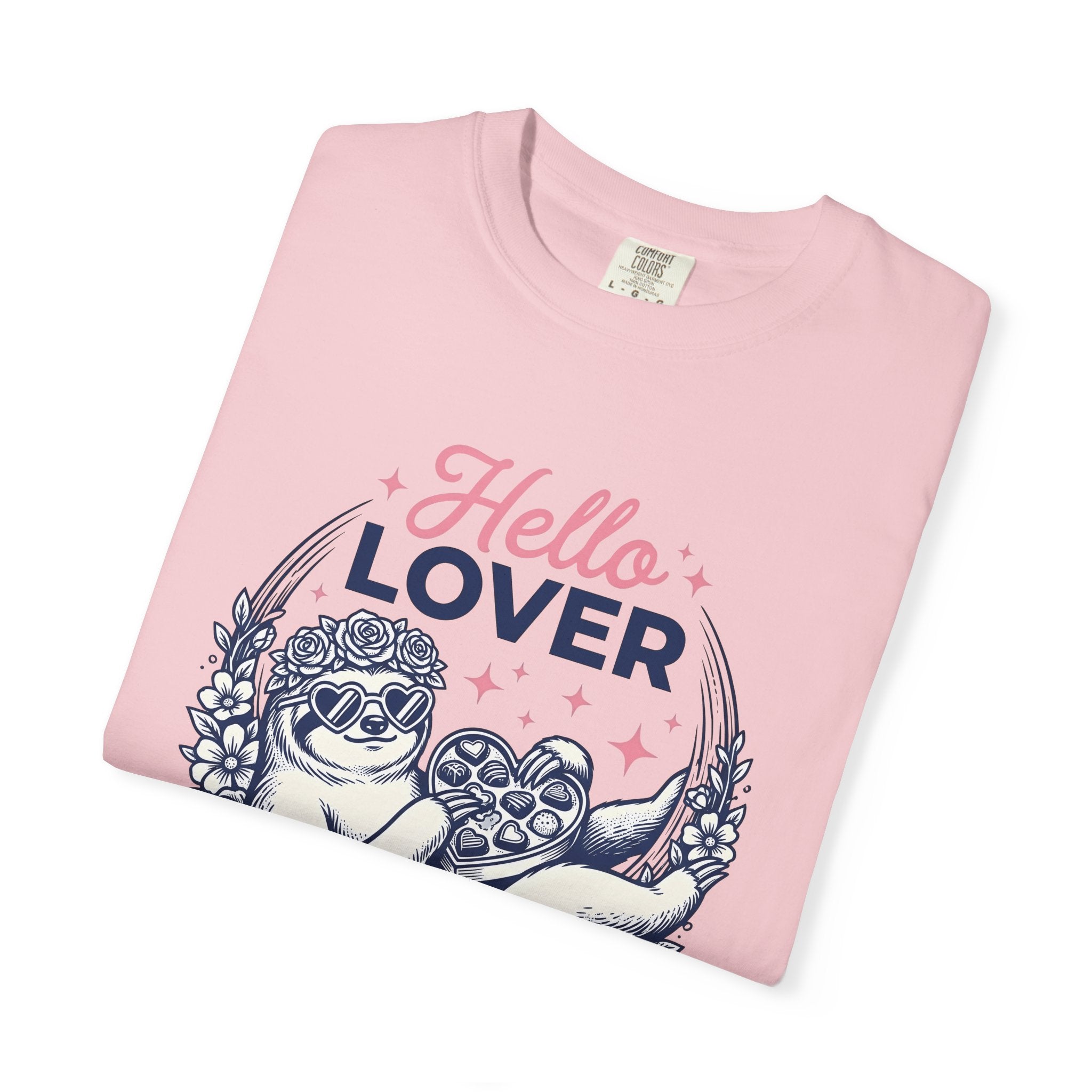 Sloth Holding Sweets Shirt Valentine Fauna Gift Women Playful Tee Sloth T-Shirt Cupid Fan Whimsical Tshirt Wildlife Graphic Old School Petal